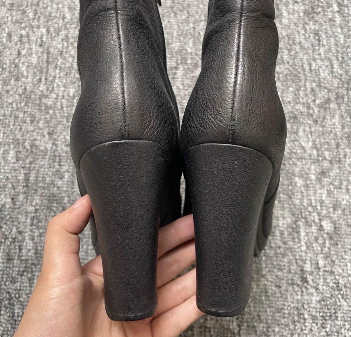 Prada Prada Black Round Toe Block Heel Ankle Boots K12 Size US 5.5 / IT 35.5 - 5 Thumbnail