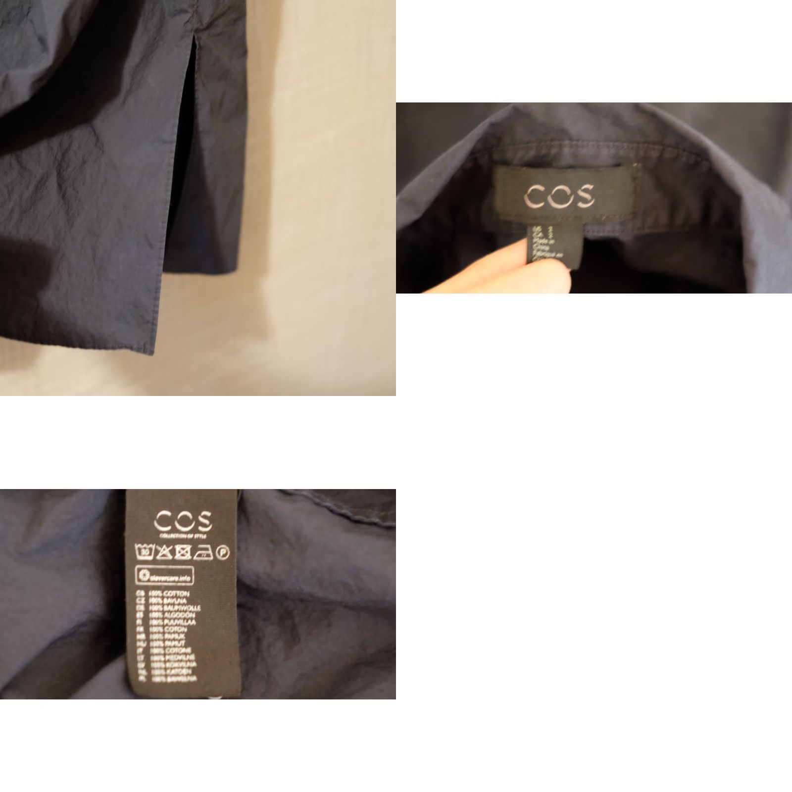 Cos COS Shirt Dress Short Sleeve Black Slits w/Pockets Lightweight Women's 2 Size XS / US 0-2 / IT 36-38 - 8 Thumbnail