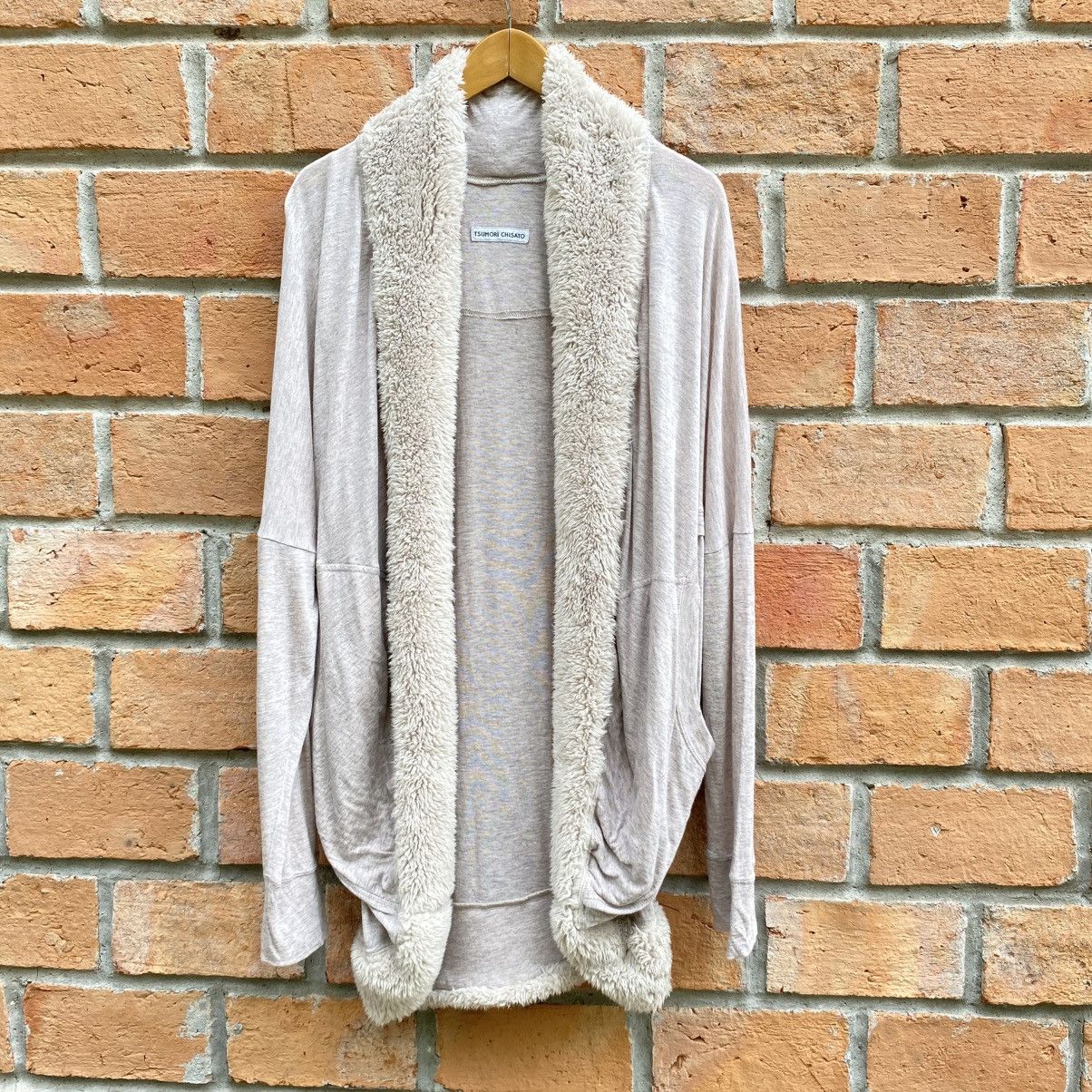Tsumori Chisato White Fur Collar Cardigan