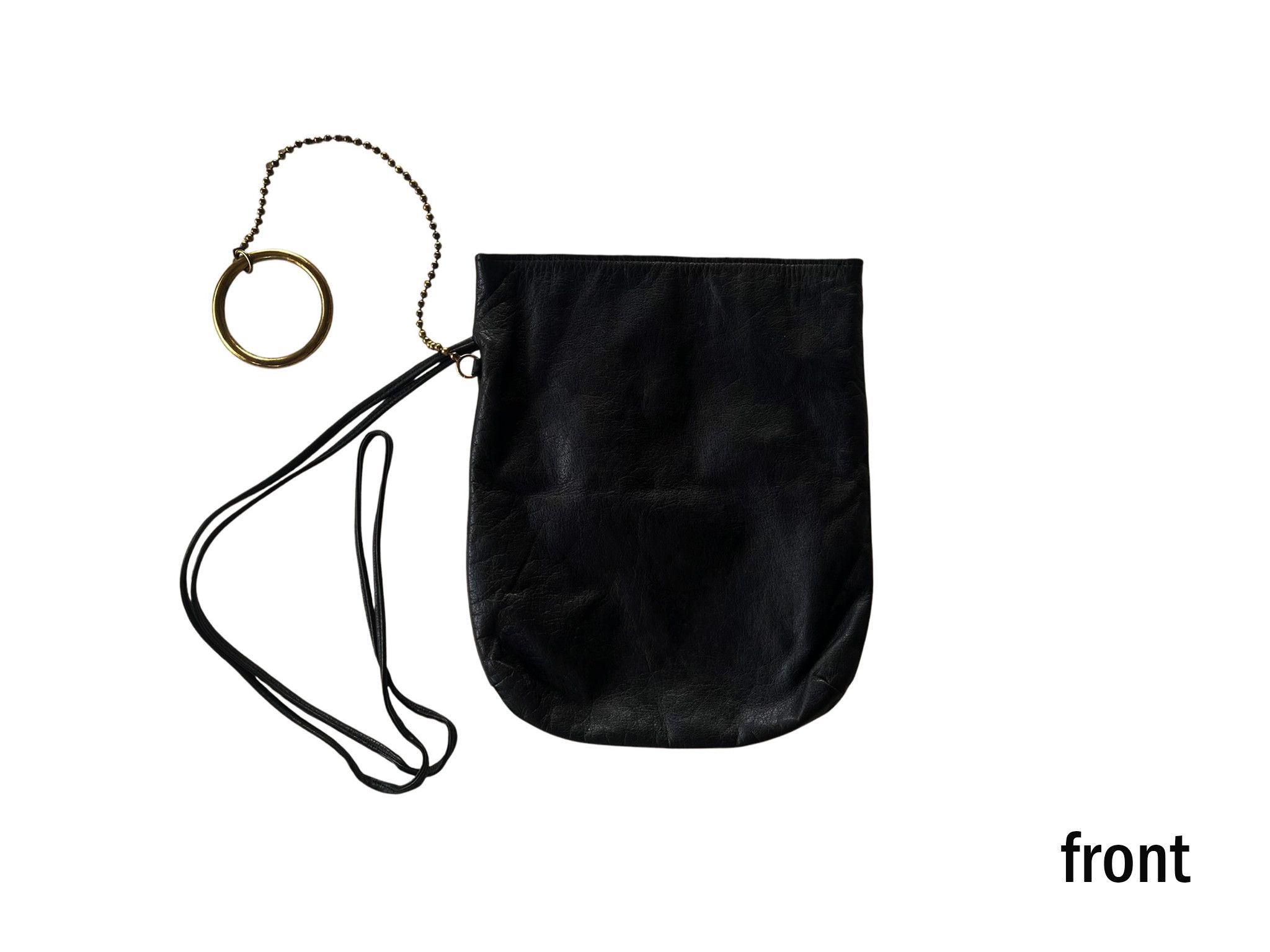 Vintage Vintage Black Genuine Leather crossbody SAC bag, hoop detail Size ONE SIZE - 4 Thumbnail