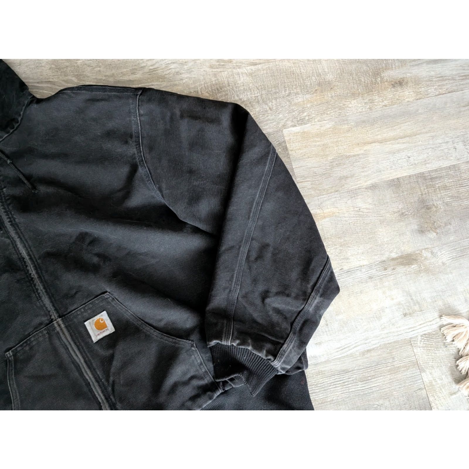 Carhartt VINTAGE Carhartt Jacket 2XL/3XL Hooded Full Zip Canvas Black Men's Bomber Workwear 90s Size US XXL / EU 58 / 5 - 4 Thumbnail