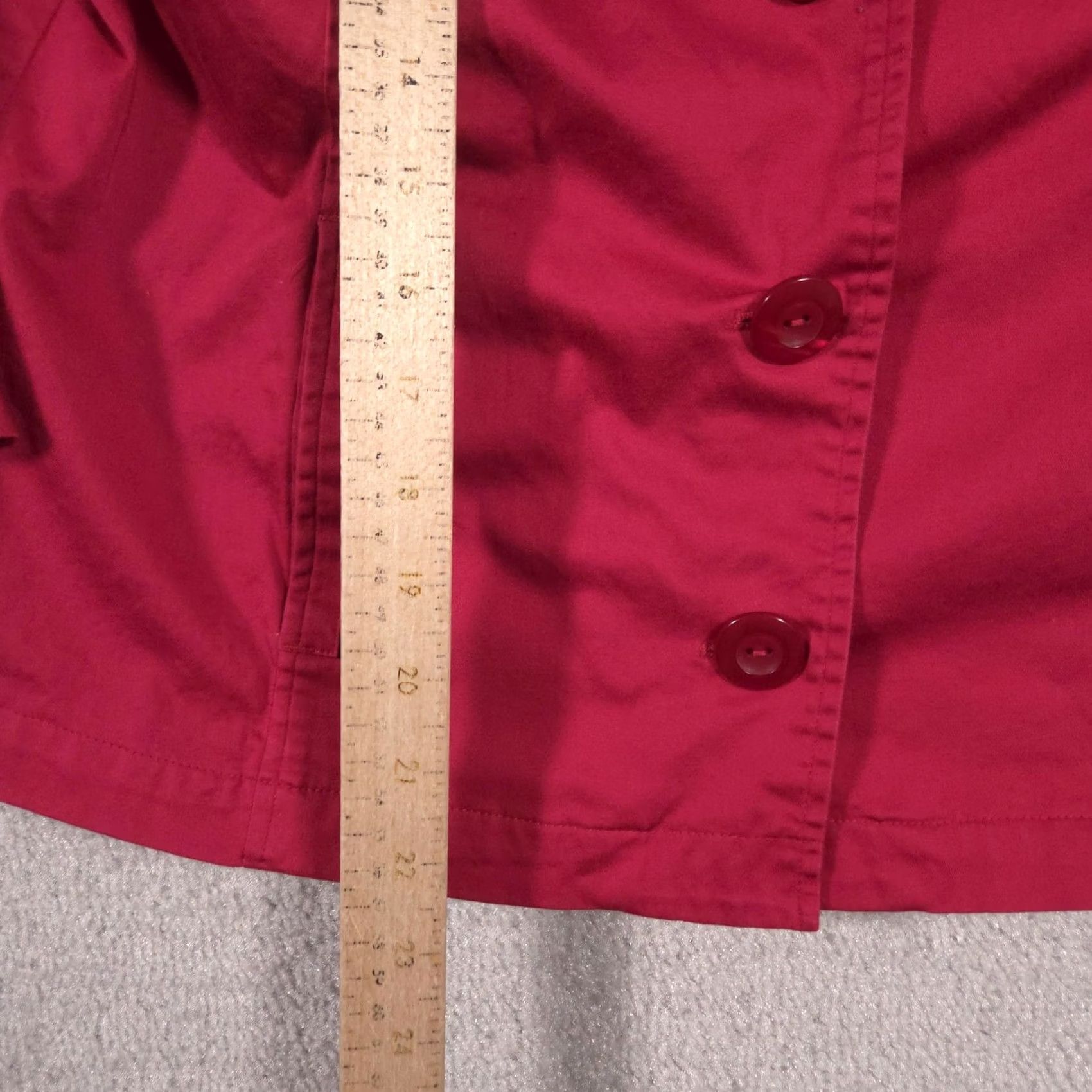 Vintage Chico's Jacket Womens 1 Red Twill 3/4 Sleeve Button Front Lined Collar Pockets Size XS / US 0-2 / IT 36-38 - 6 Thumbnail