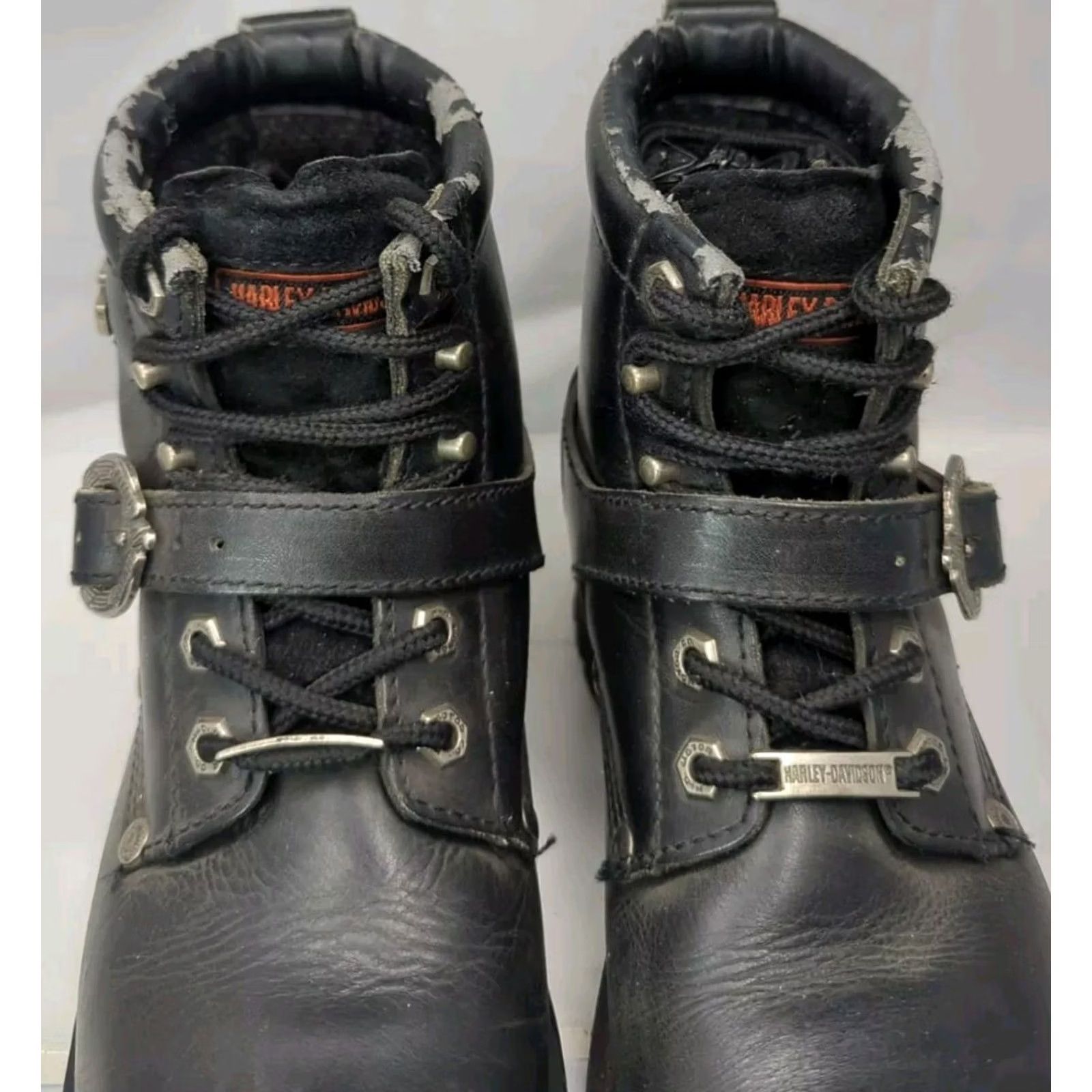 Harley Davidson Harley-Davidson Boots Women Biker Ankle Strap Leather 39 Black 8 US Size US 8 / IT 38 - 6 Thumbnail