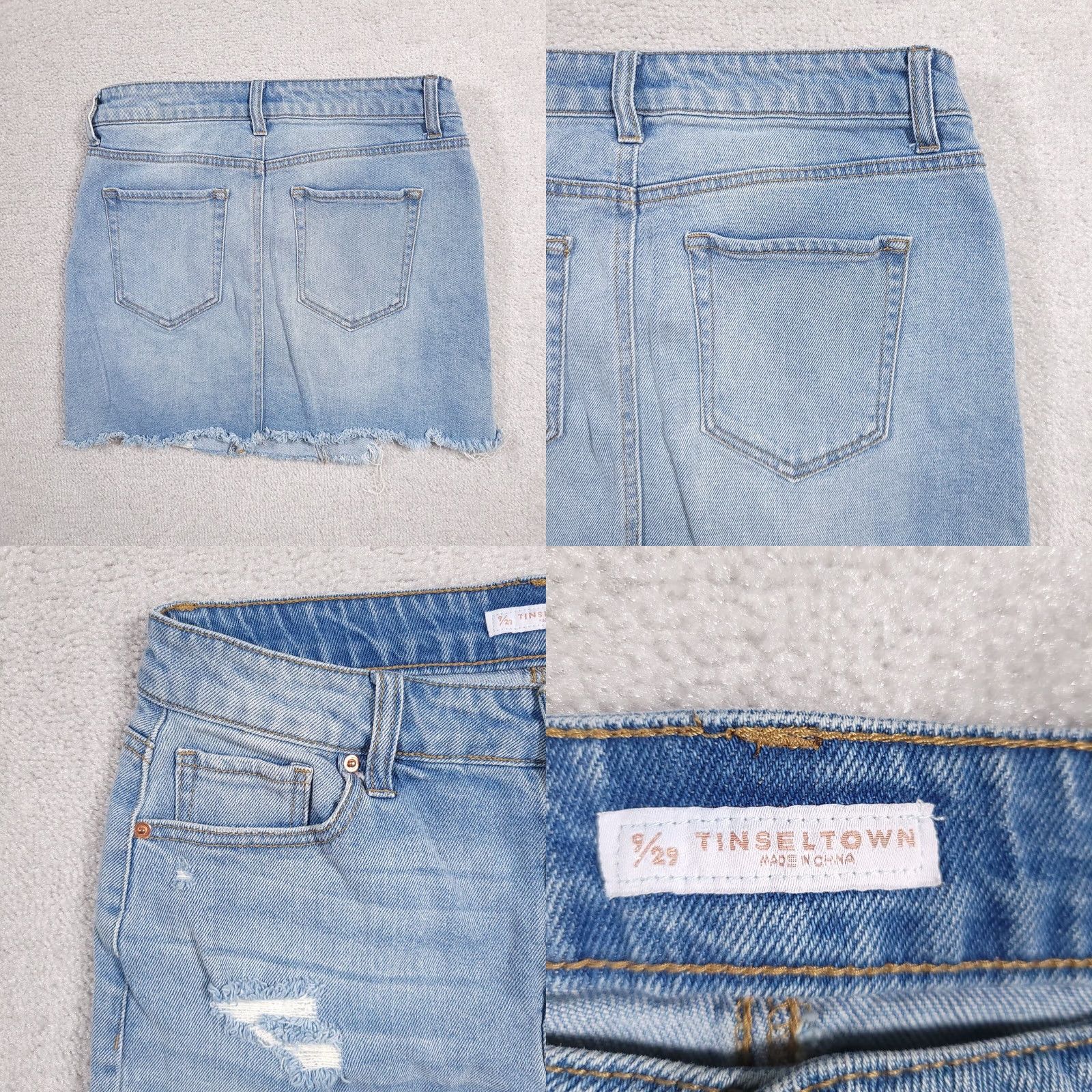 Vintage Tinseltown Denim Skirt Mini Pencil Blue Distressed Stretch Women 9/29 Short All Seasons Size 30" / US 8 / IT 44 - 8 Thumbnail