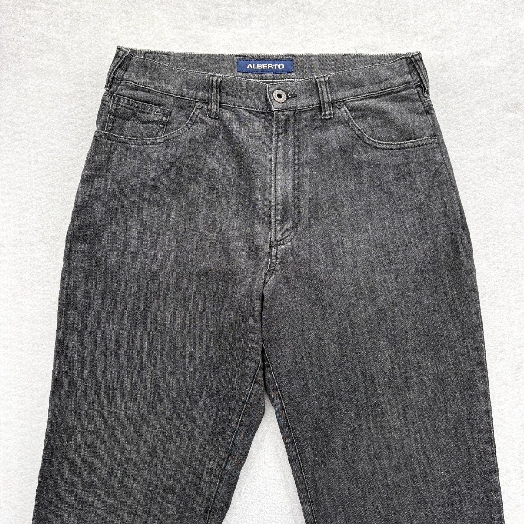 Vintage Alberto Tommy Comfort Straight Jeans Mens 32x34 Gray Charcoal Wash Denim Slip Zip 5-Pocket Modern Stretch Size US 32 / EU 48 - 2 Thumbnail