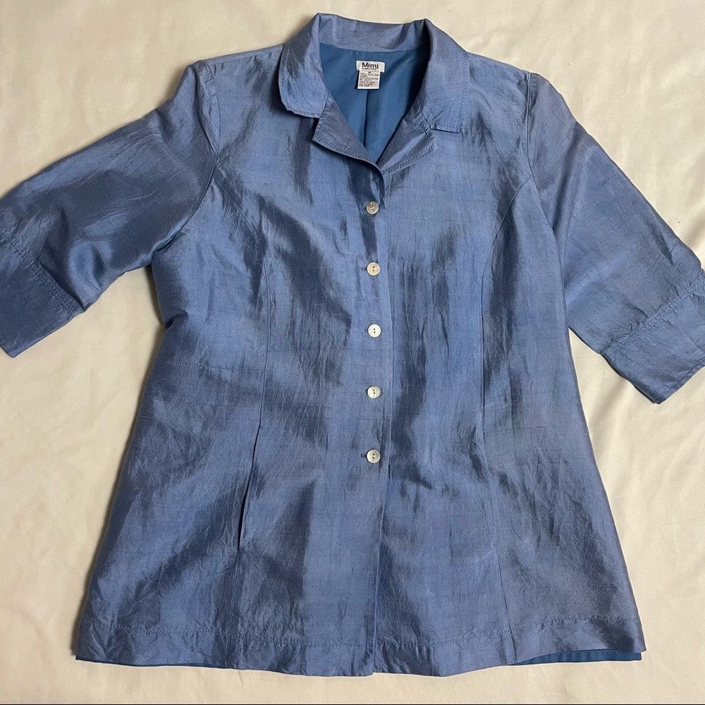 Other Mimi Maternity Blue Silk 3/4 Sleeve Jacket Size M Size M / US 6-8 / IT 42-44 - 5 Thumbnail