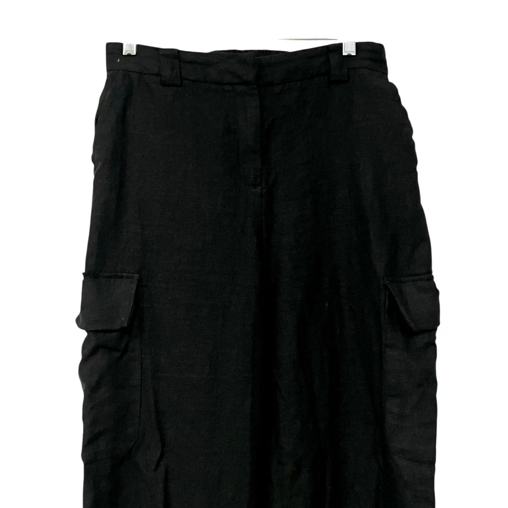 Vintage House of Harlow 1960 Pants Black Cargo Linen Blend Women's 6 Straight Leg Pants Women Black Cargo Linen Blend 6 Straight Leg Size 28" / US 6 / IT 42 - 2 Thumbnail