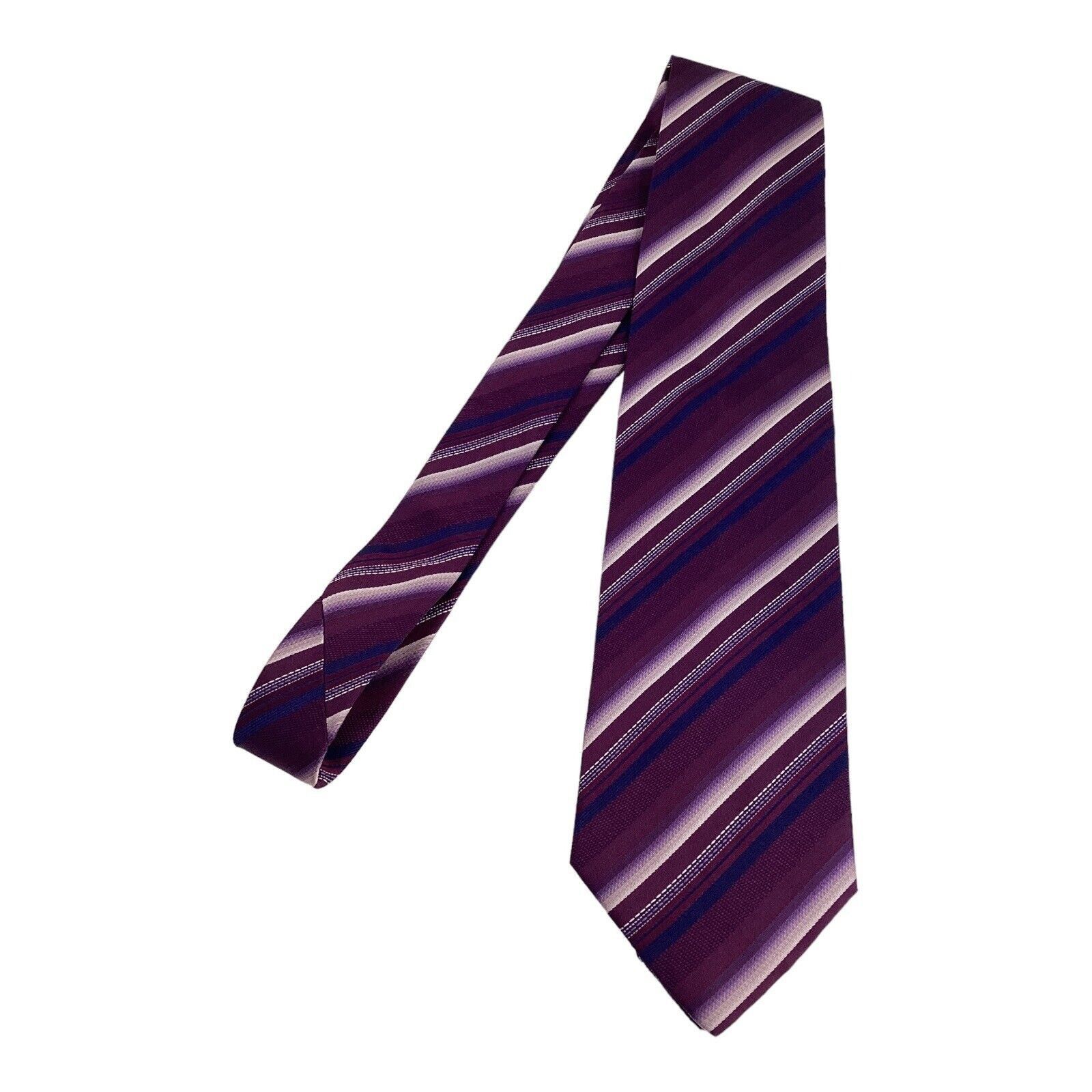 Hugo Boss BOSS HUGO BOSS Purple Striped Luxury Silk Tie Made In Italy Size ONE SIZE - 5 Thumbnail