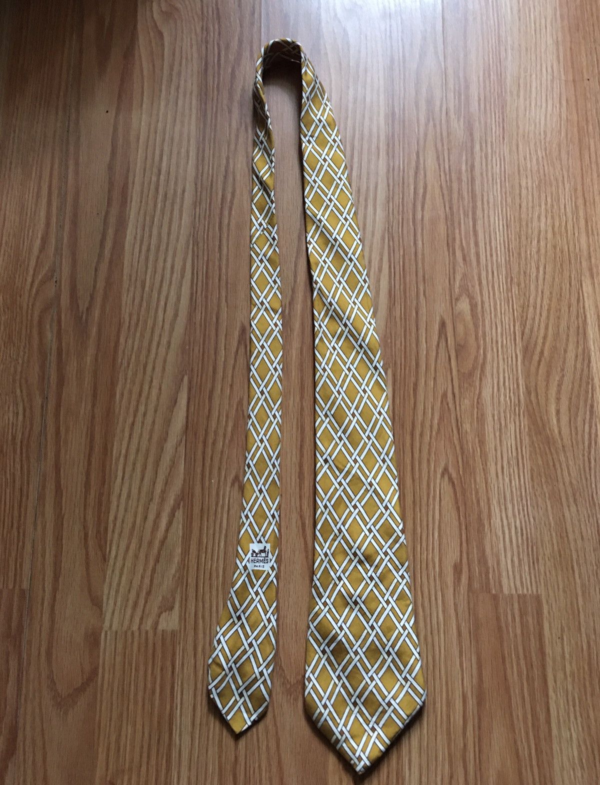 Hermes HERMES Paris Vintage Rhombus Pattern 363 EA Silk Mens Tie Size ONE SIZE - 9 Thumbnail