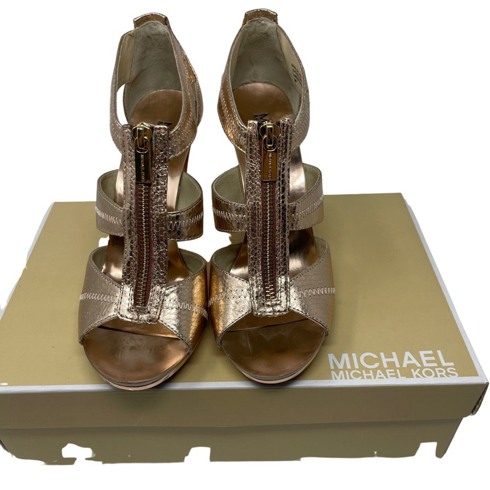 Michael Kors New MICHAEL Michael Kors Women's Metallic Berkley T-strap Size US 7.5 / IT 37.5 - 2 Thumbnail