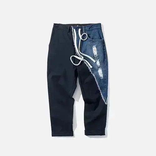 Jean 20SS Indigo Union Japan Black Patchwork Pants Size US 34 / EU 50 - 4 Thumbnail