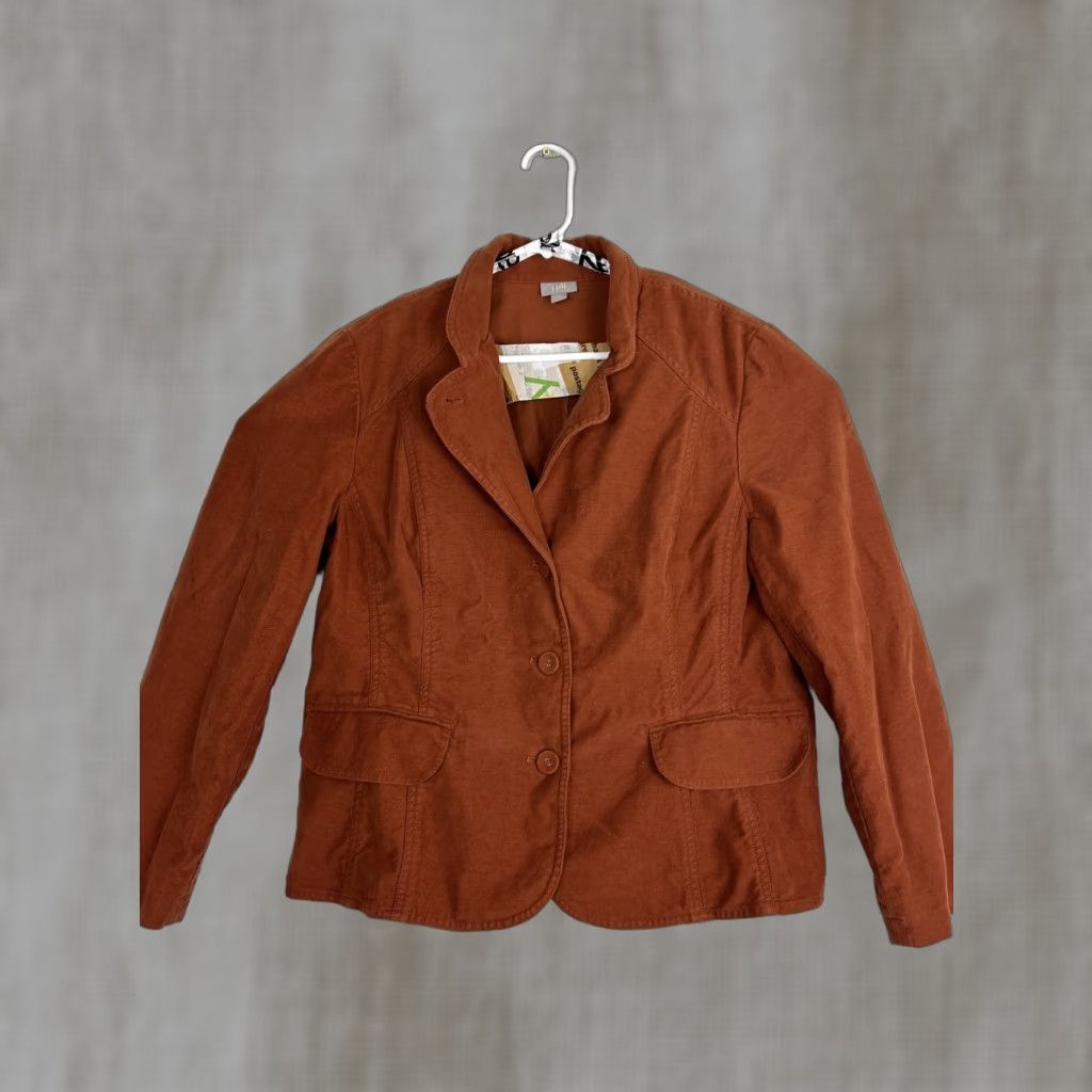 J. Jill J. Jill Womens Coat Orange 18 Rust Button Up Cotton Polyester Coat Womens 18 Orange Jacket Size XXL / US 16-18 / IT 52-54 - 1 Thumbnail