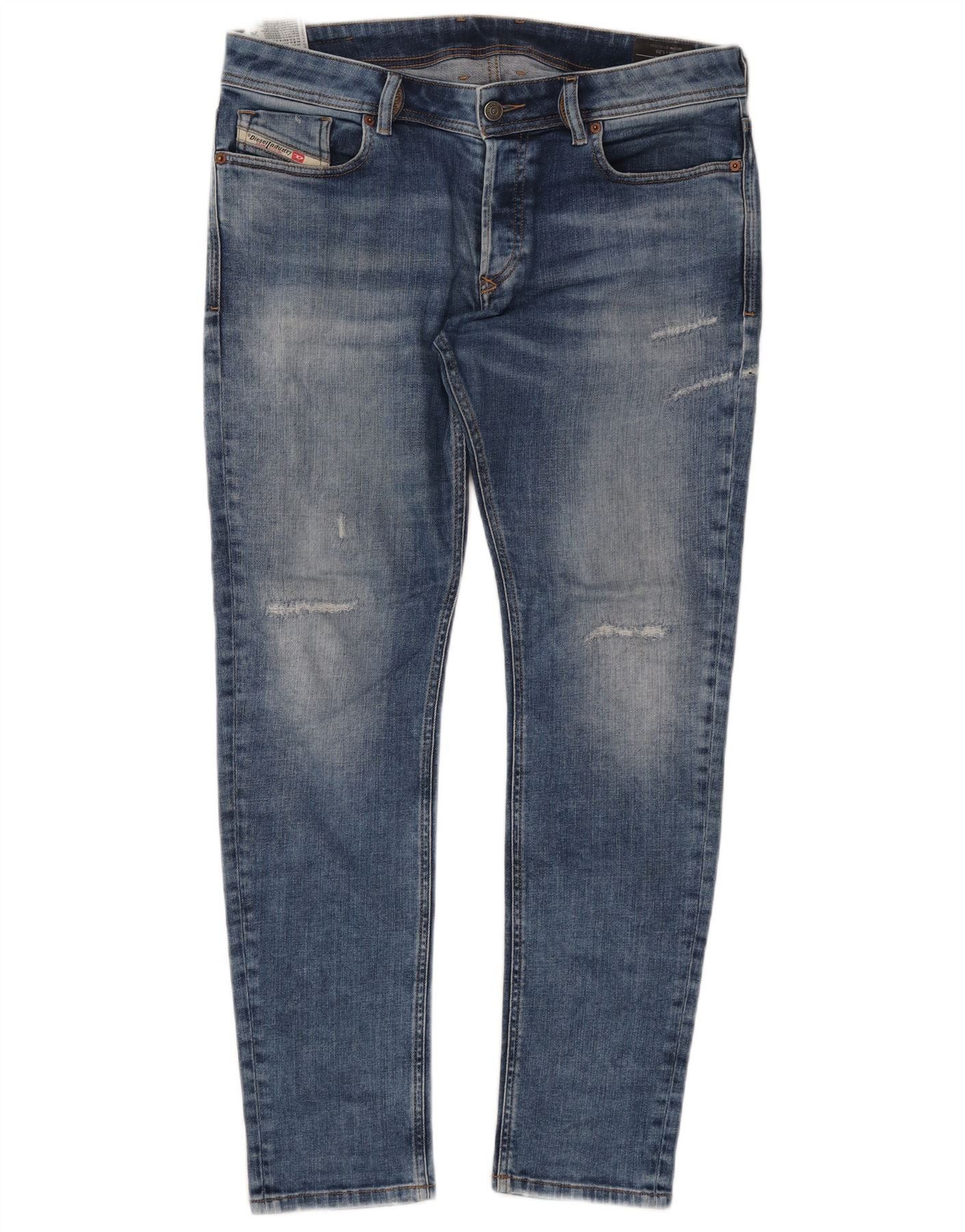 Diesel Womens Sleenker Distressed Skinny Jeans W34 L30 Blue Cotton Size 24" / US 00 / IT 34 - 1 Thumbnail