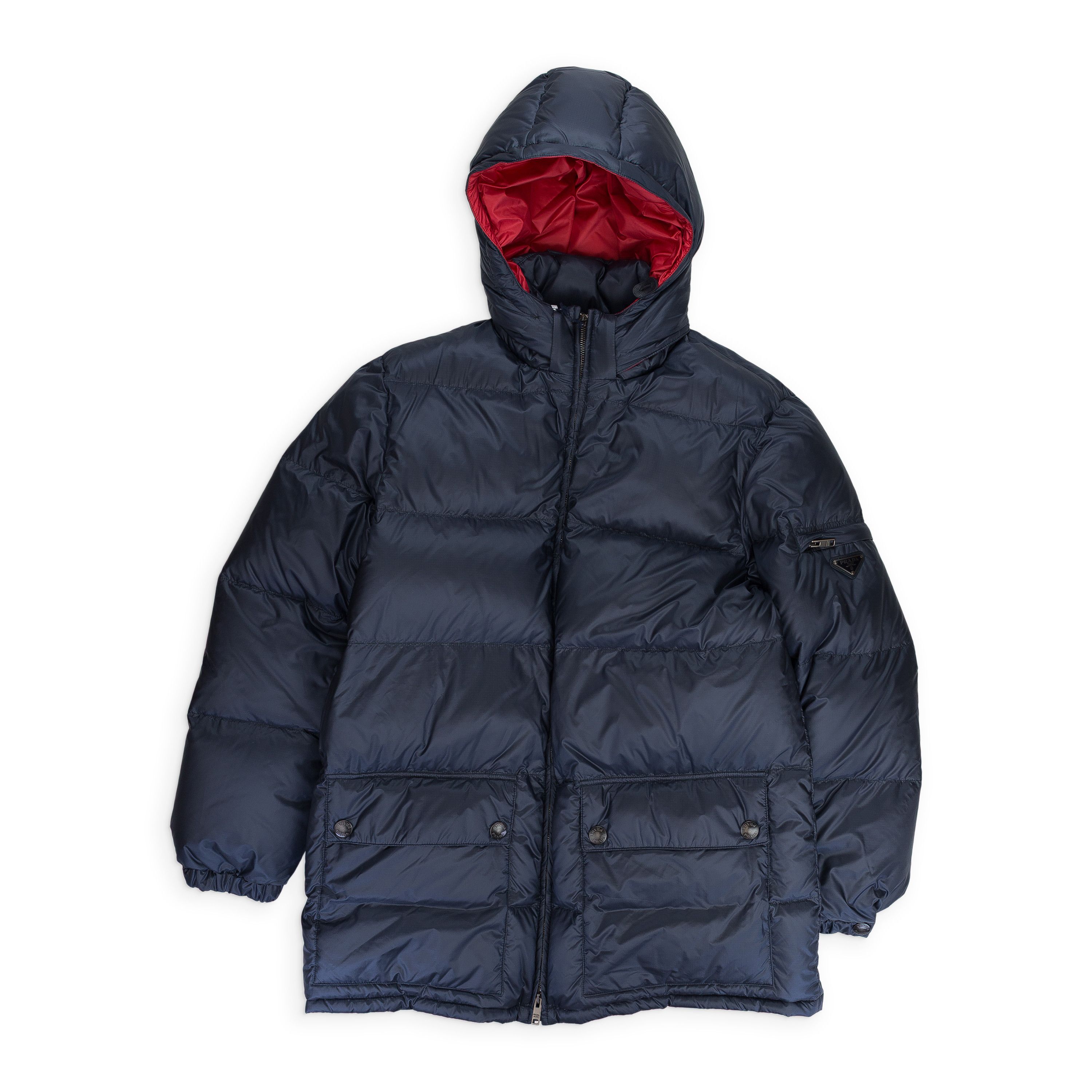 Prada Prada FW94 Nylon Belted Coat With Beaver Fur Collar