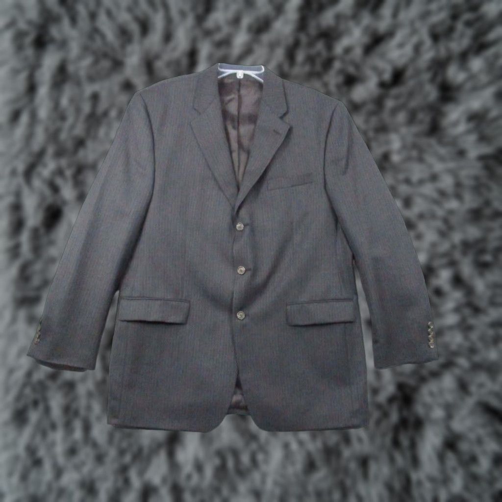 Ralph Lauren LAUREN RALPH LAUREN Wool Blazer Sport Jacket 44L Blazer Gray Stripe Mens Regular Notch Lapel 3-Button Front Chest 44 Size 44R - 1 Thumbnail