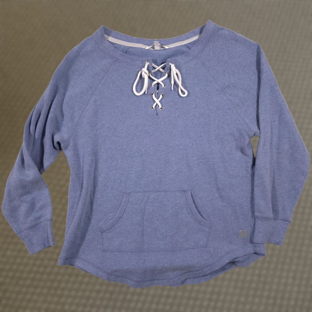 Victoria's Secret Victoria's Secret Sweatshirt Womens XS Blue Lace Up Neck Kangaroo Pocket Fleece Size XS / US 0-2 / IT 36-38 - 1 Thumbnail