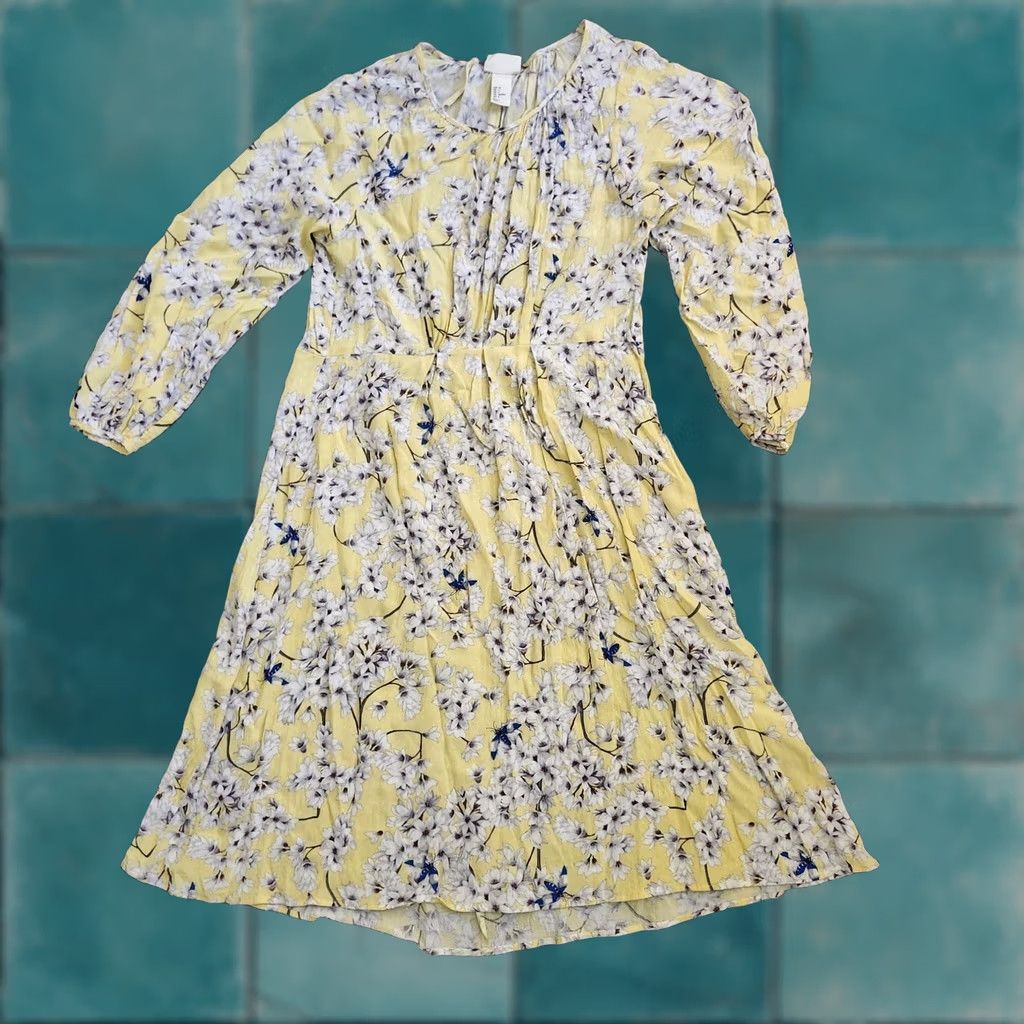 H&M H&M Dress Womens Floral Yellow Bohemian Long Sleeve Mini Pullover Size S / US 4 / IT 40 - 1 Thumbnail