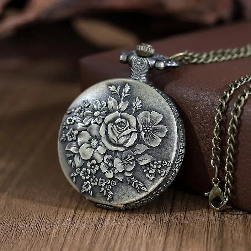 Other Flower Pocket Watch Quartz Pendant Necklace Gift For Him Size ONE SIZE - 10 Thumbnail