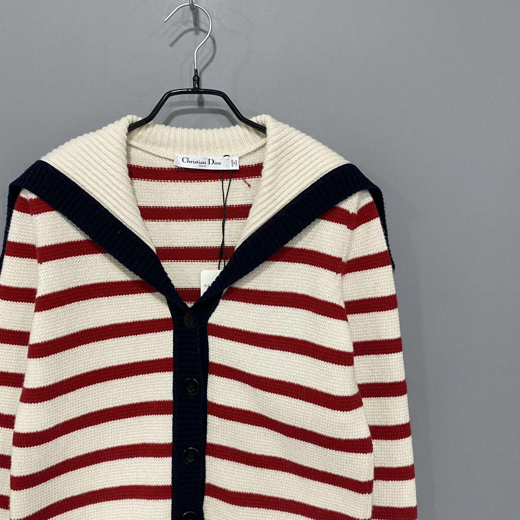 Dior Dior red white stripe naval collar cardigan 36 Size XS / US 0-2 / IT 36-38 - 2 Thumbnail