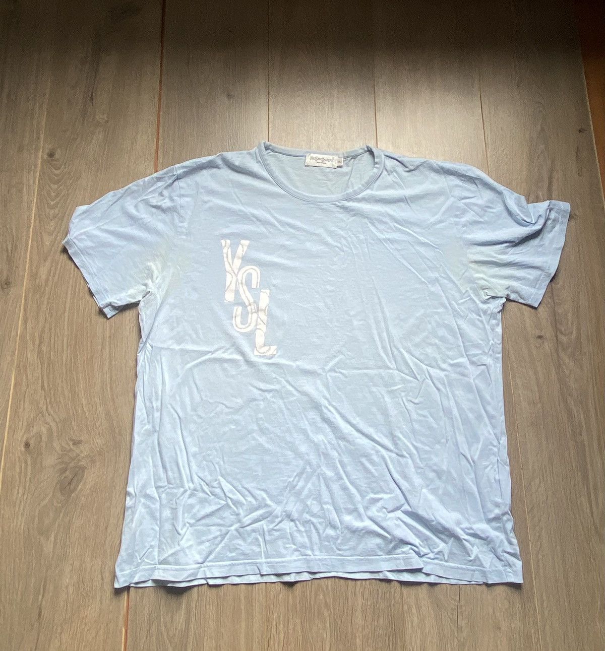 Yves Saint Laurent YVES SAINT LAURENT BIG LOGO VINTAGE BLUE TEE Size US XL / EU 56 / 4 - 1 Thumbnail