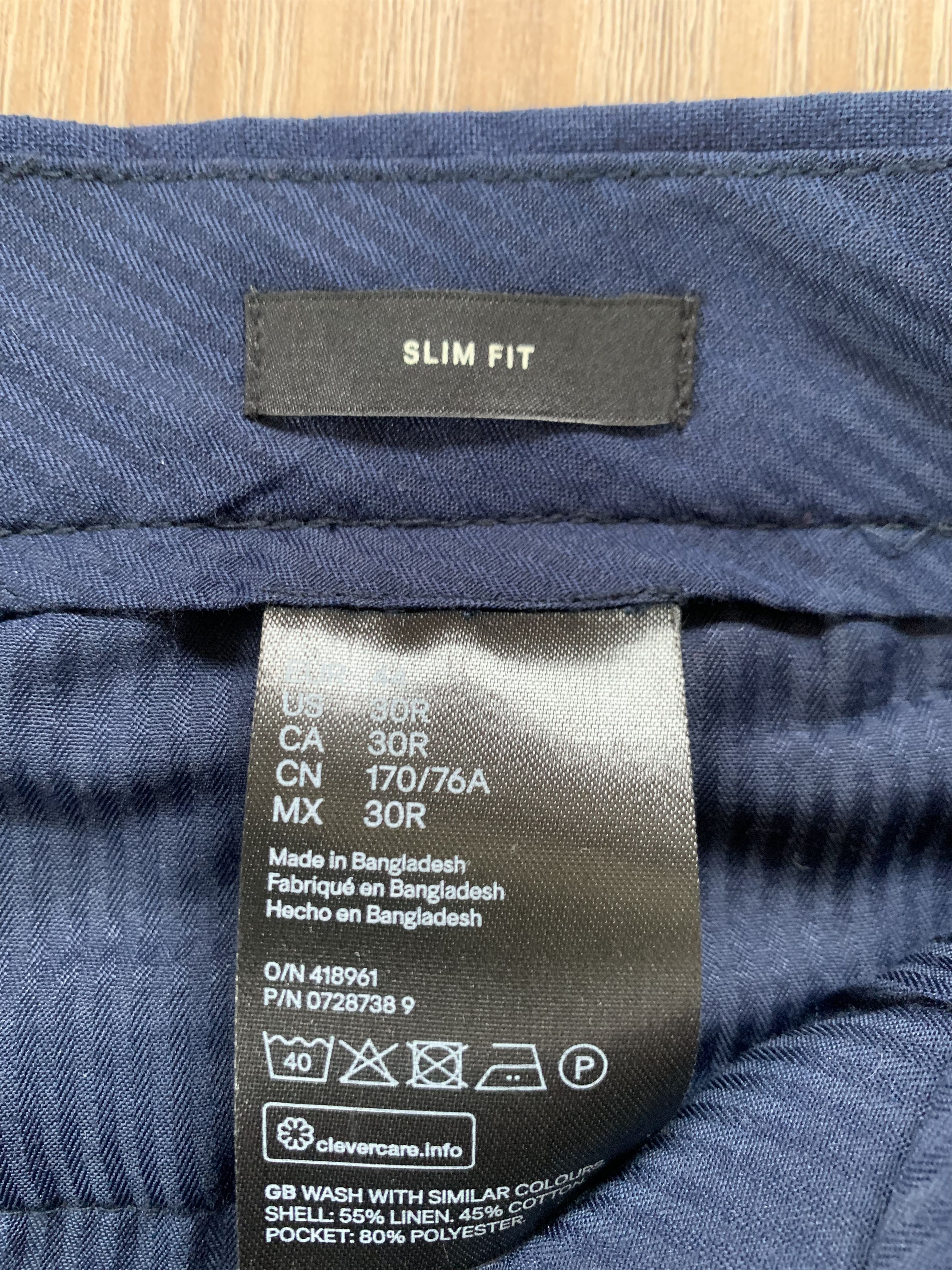H&M H&M Linen Blend New Blue Pants Trousers Size 44R - 10 Thumbnail