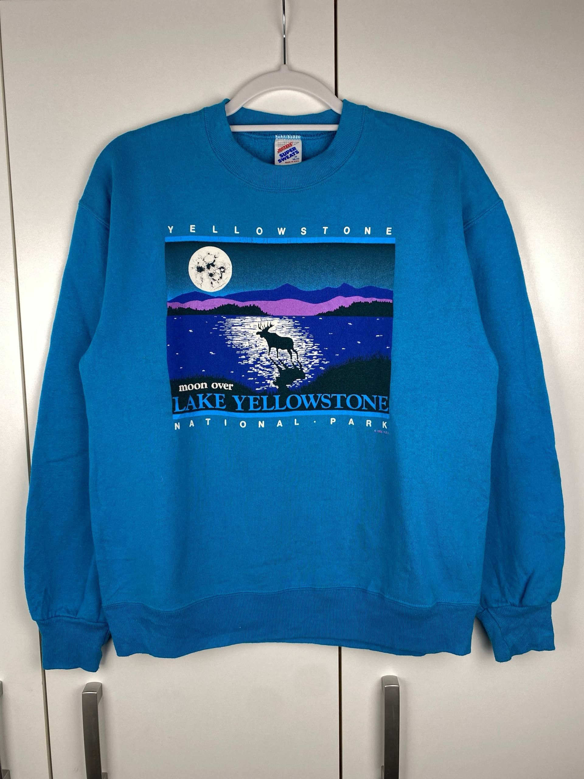 Jerzees Vintage Yellowstone Park 1985 Nature Graphic 80s Sweatshirt Size US M / EU 48-50 / 2 - 1 Thumbnail