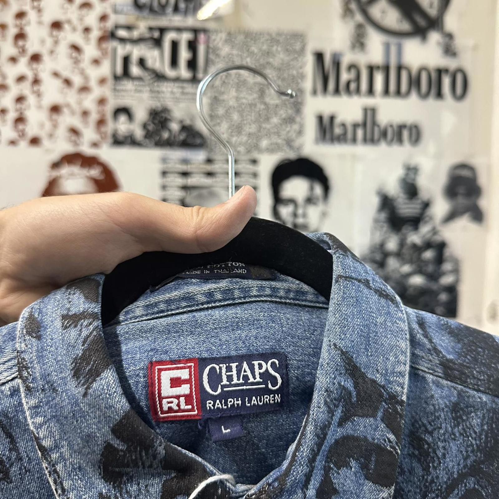 denim jacket with Abstract face all over print