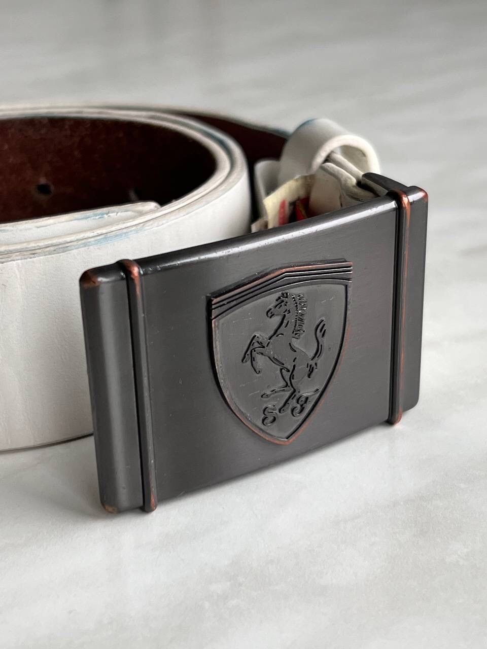 Ferrari × Vintage Vintage Leather Belt Ferrari Logo Y2K Style Size ONE SIZE - 3 Thumbnail