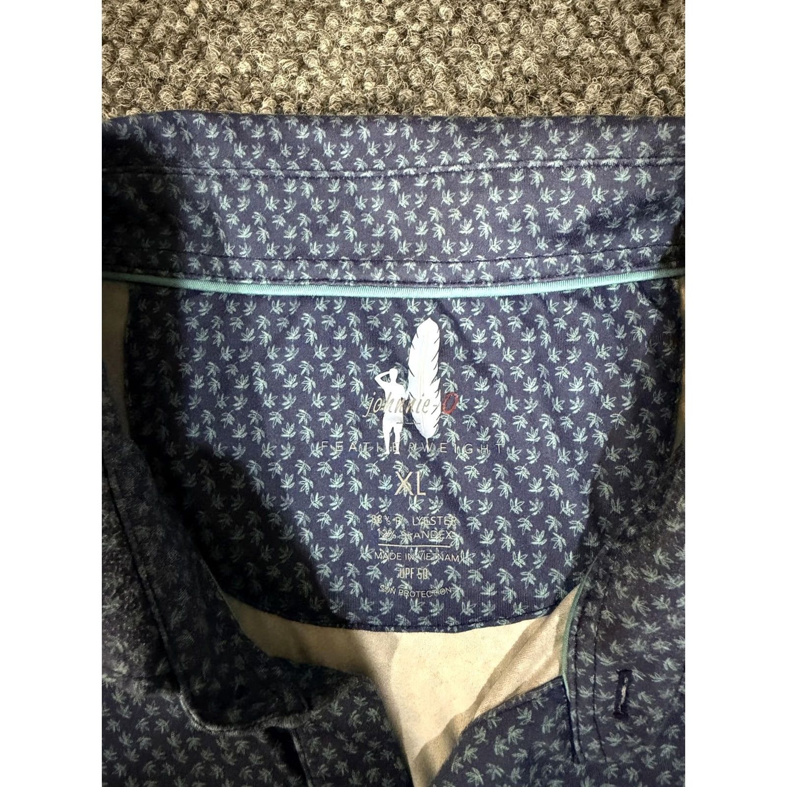 johnnie-O johnnie-O Polo Shirt Mens XL Blue Featherweight Aspen Glen Palm Print Golf Shirt Size US XL / EU 56 / 4 - 6 Thumbnail