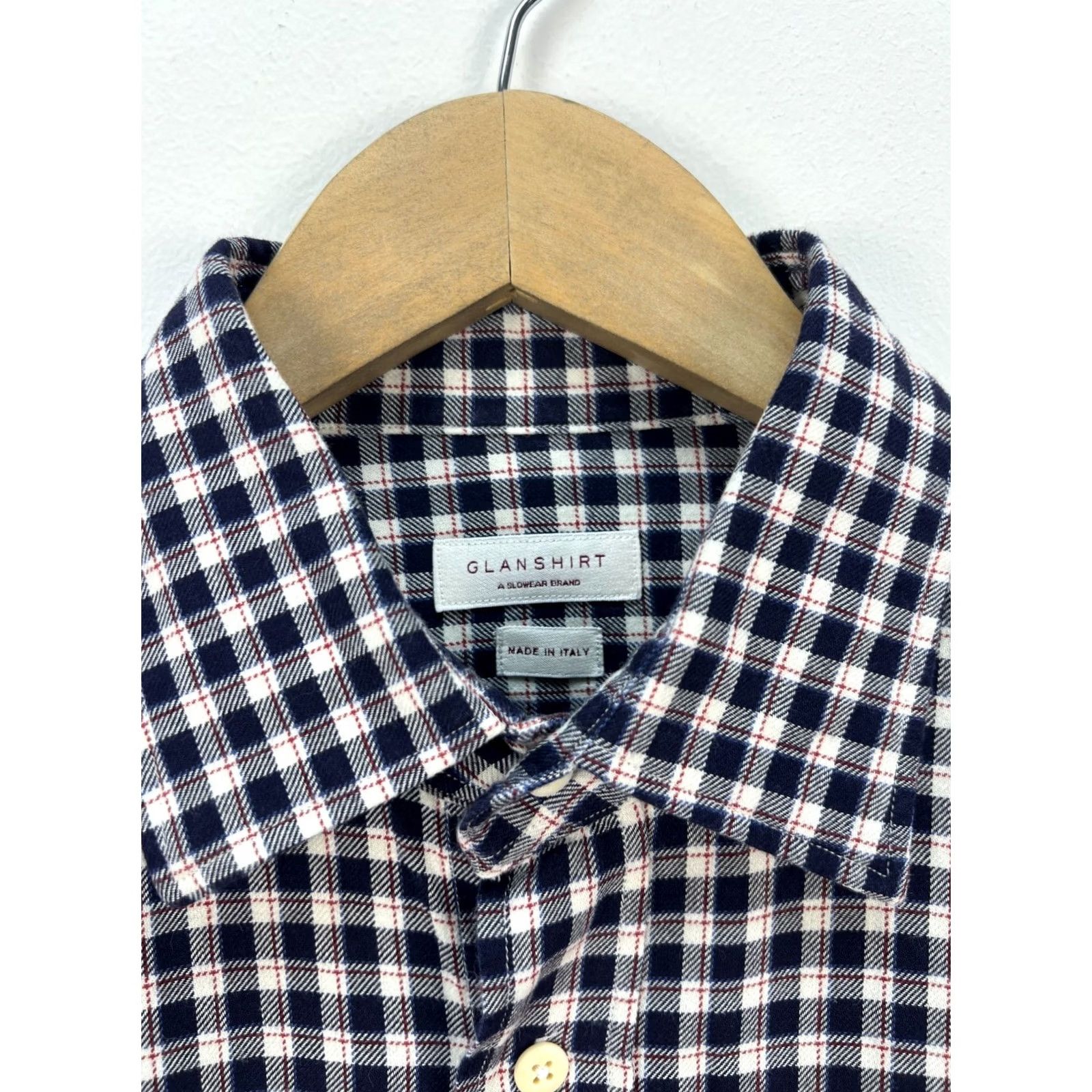 Glanshirt Glanshirt Dress Shirt Multicolor Check 100% Cotton Italy 38/15 Long Sleeve Button Collar Men's Size 38R - 3 Thumbnail
