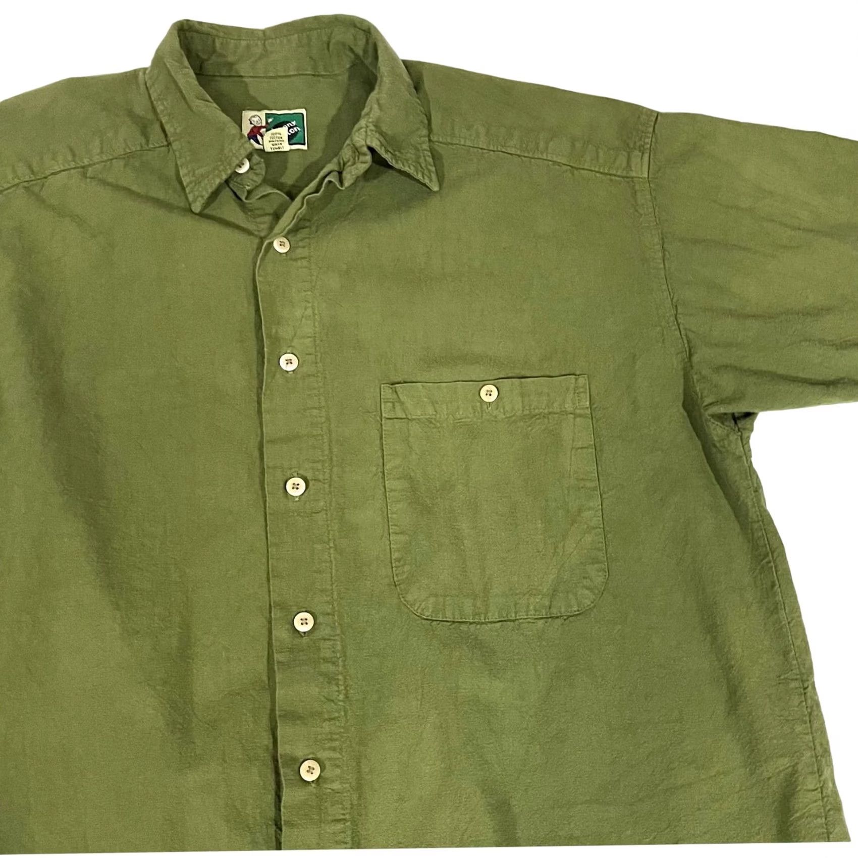 Vintage VINTAGE Johnny Cotton Mens Shirt Button-Up Short Sleeve Green M Size US M / EU 48-50 / 2 - 2 Thumbnail