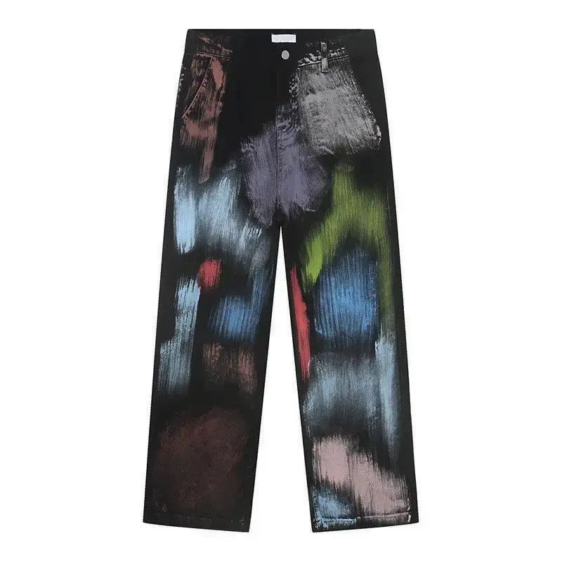 Japanese Brand Retro y2k painted multicolor graffiti jeans pants Size US 32 / EU 48 - 4 Thumbnail