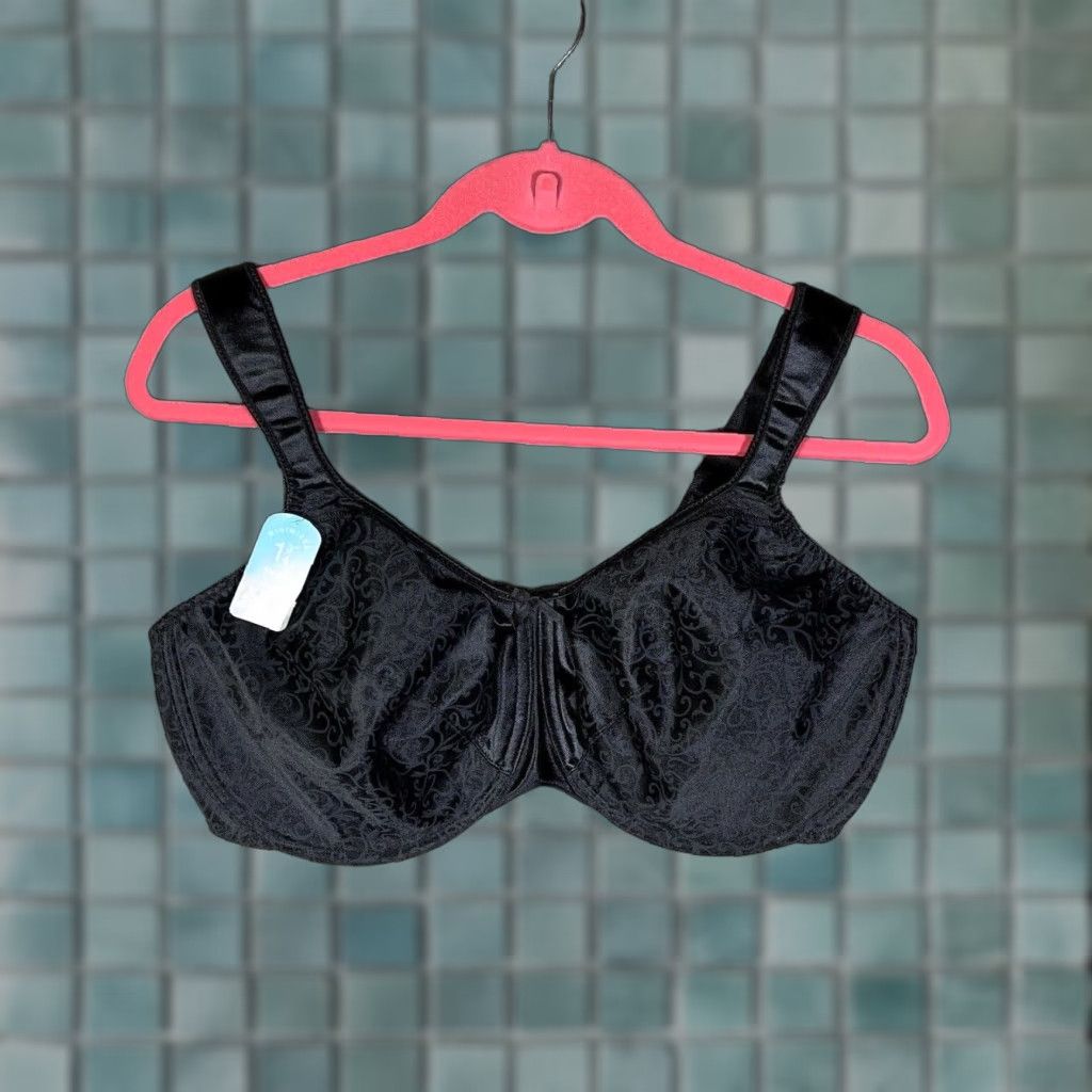 Vintage Bali Minimizer Bra 42Dd Black Breathable Smoothing Underwire Women's