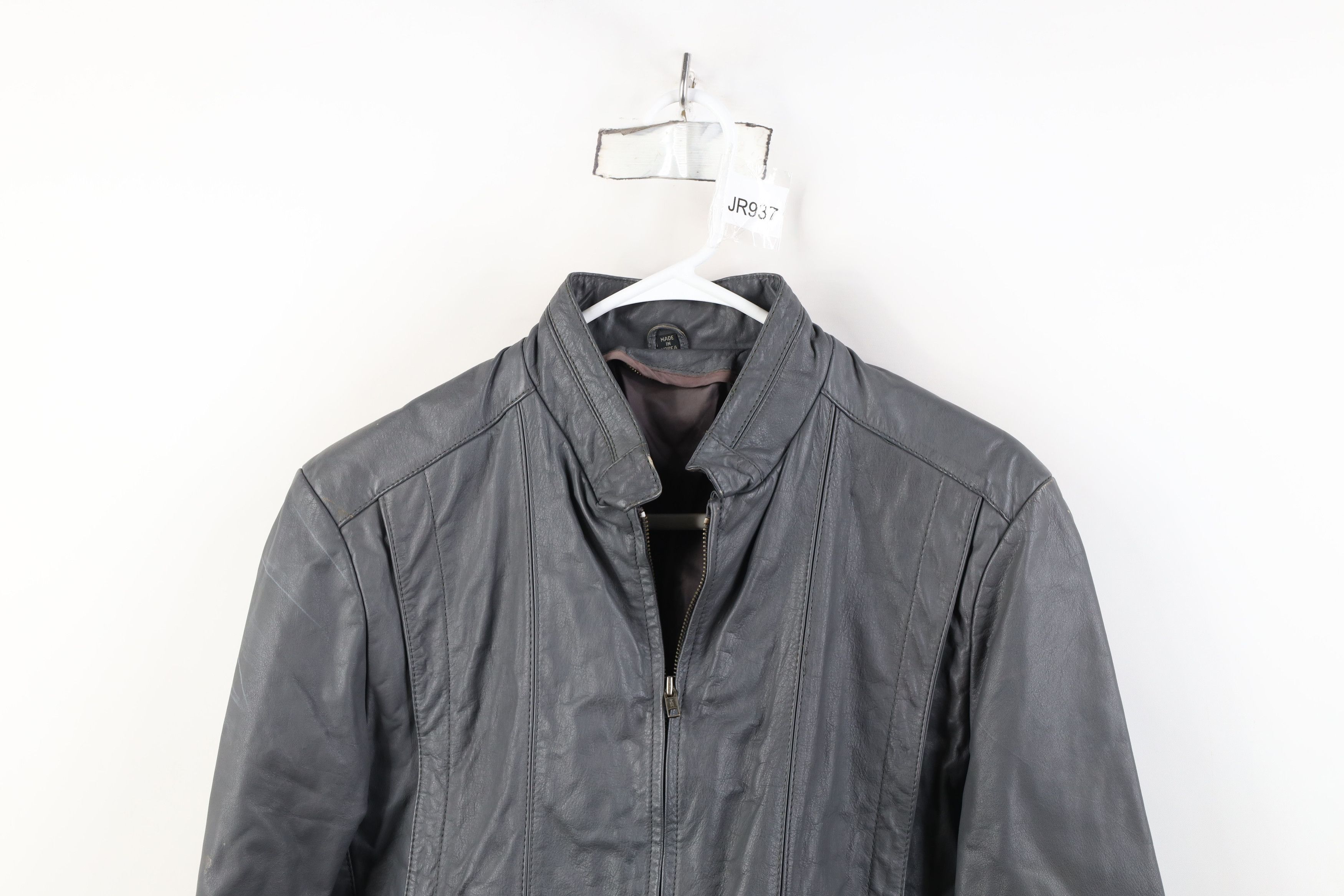 Vintage Vintage 80s 90s Streetwear Leather Racer Bomber Jacket Gray Size US XL / EU 56 / 4 - 2 Thumbnail
