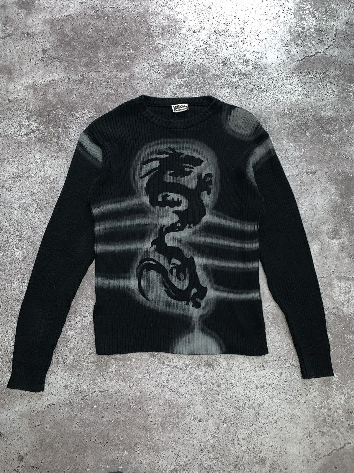 Pre-owned Vintage Avantgarde Sweater With Dragon In Black/silver