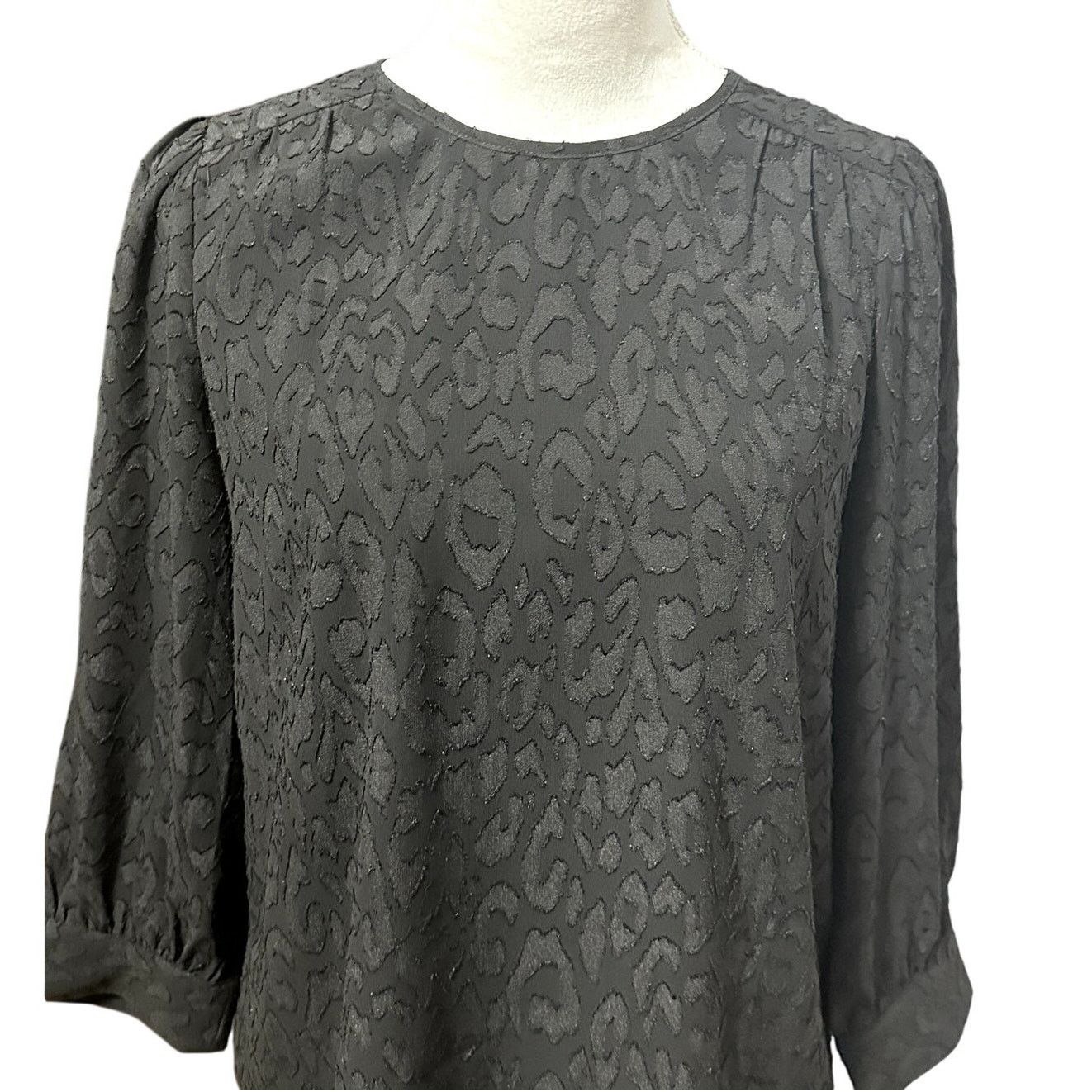 Other Draper James Sheer Blouse Leopard Black Women's 2 Size XS / US 0-2 / IT 36-38 - 2 Thumbnail