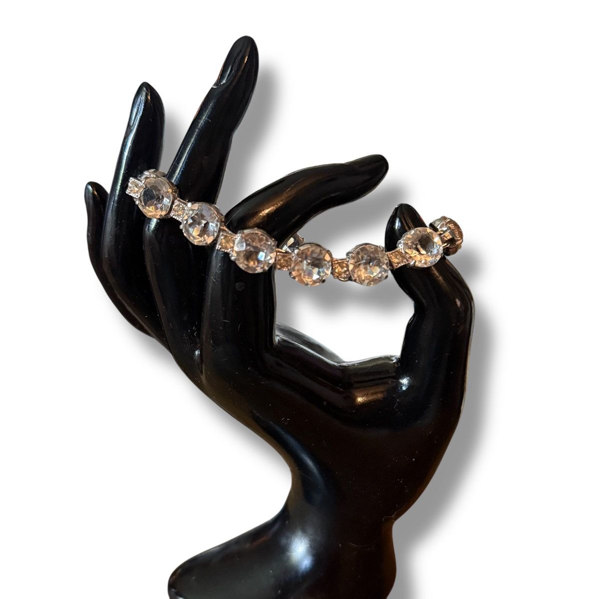 Vintage Vintage silver tone large crystal tennis bracelet Size ONE SIZE - 6 Thumbnail