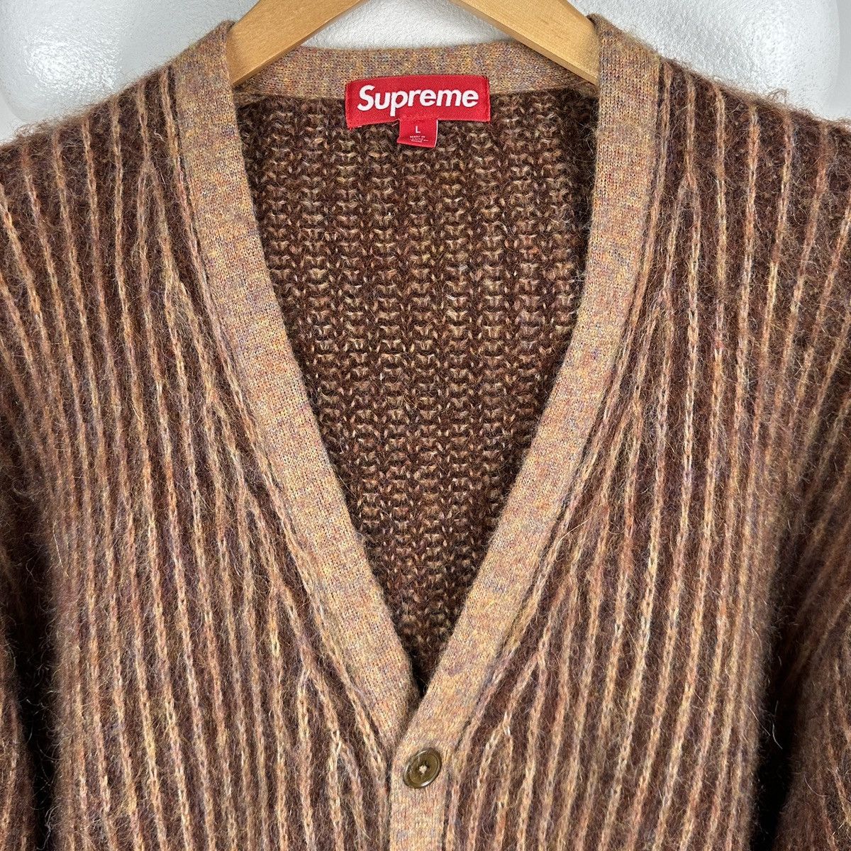 Supreme Supreme Brown 2-Tone Mohair Cardigan SS25 Size US L / EU 52-54 / 3 - 7 Thumbnail