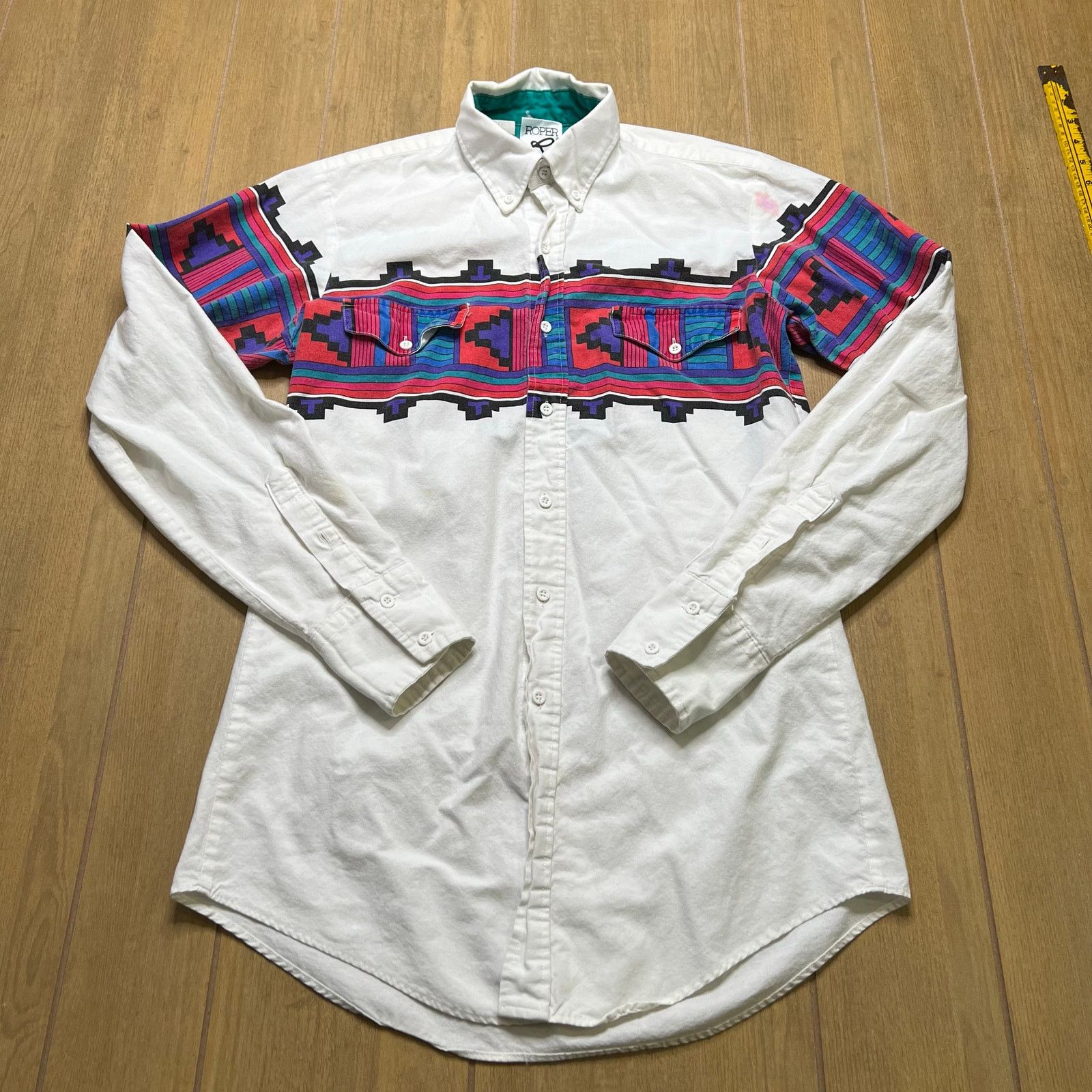 Vintage VTG Roper Western Shirt Mens M Aztec Cowboy Western 90s USA Size US M / EU 48-50 / 2 - 12 Thumbnail