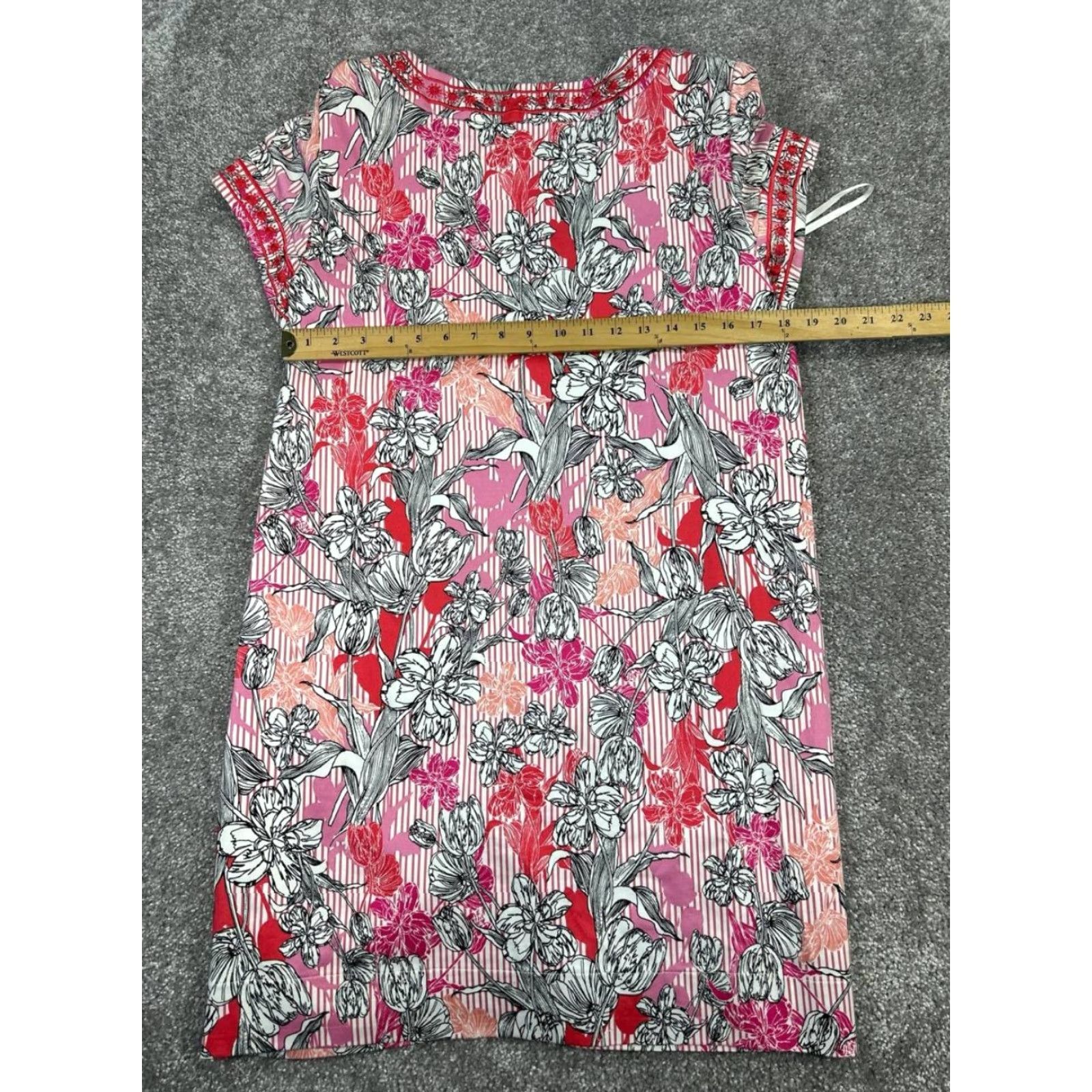 Vintage Pappagallo Dress Womens 10 Pink Black Floral Cotton Tunic Dress Size L / US 10 / IT 46 - 5 Thumbnail