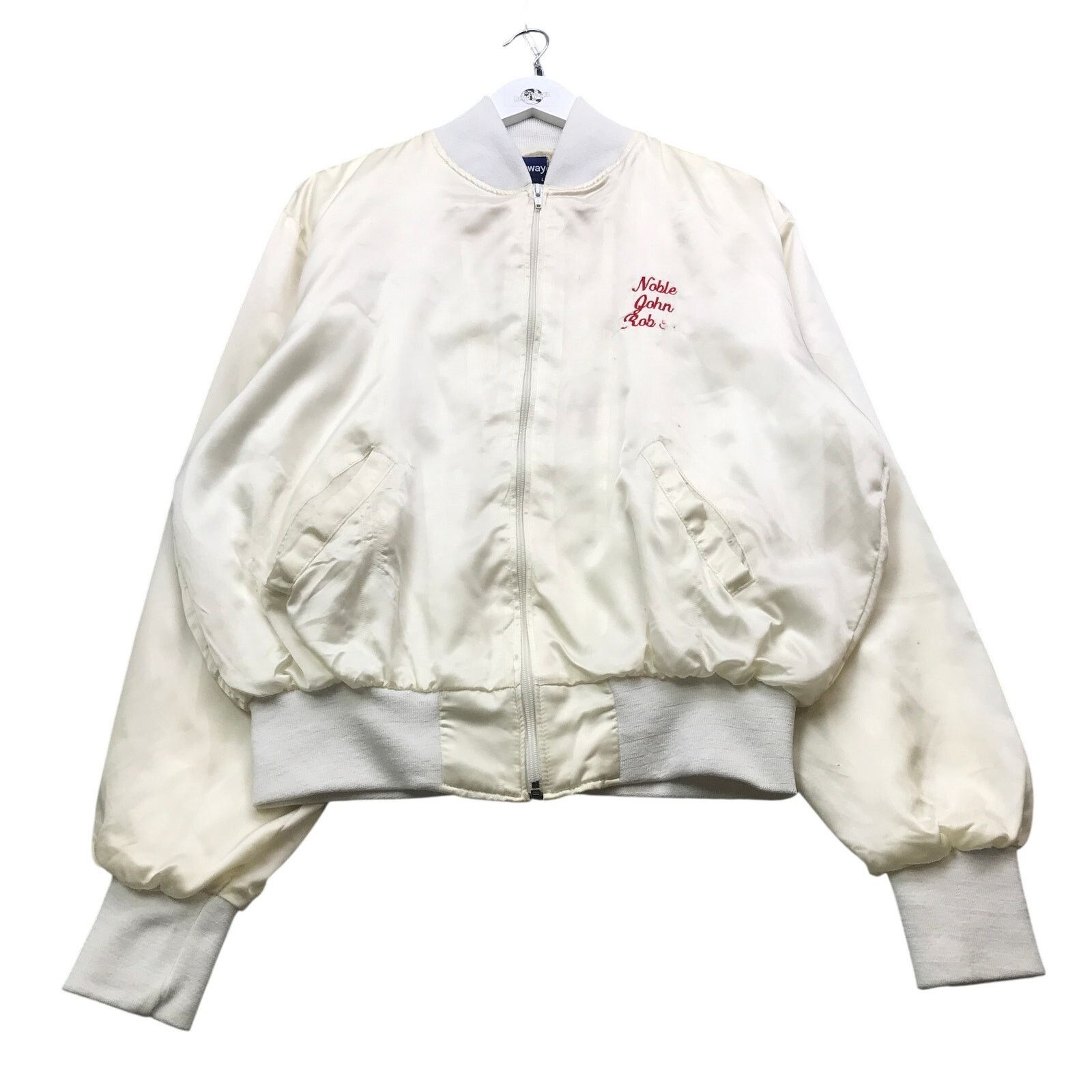 Holloway Vintage 80s Holloway Cham Club Bomber Jacket Mens L White Size US L / EU 52-54 / 3 - 2 Thumbnail