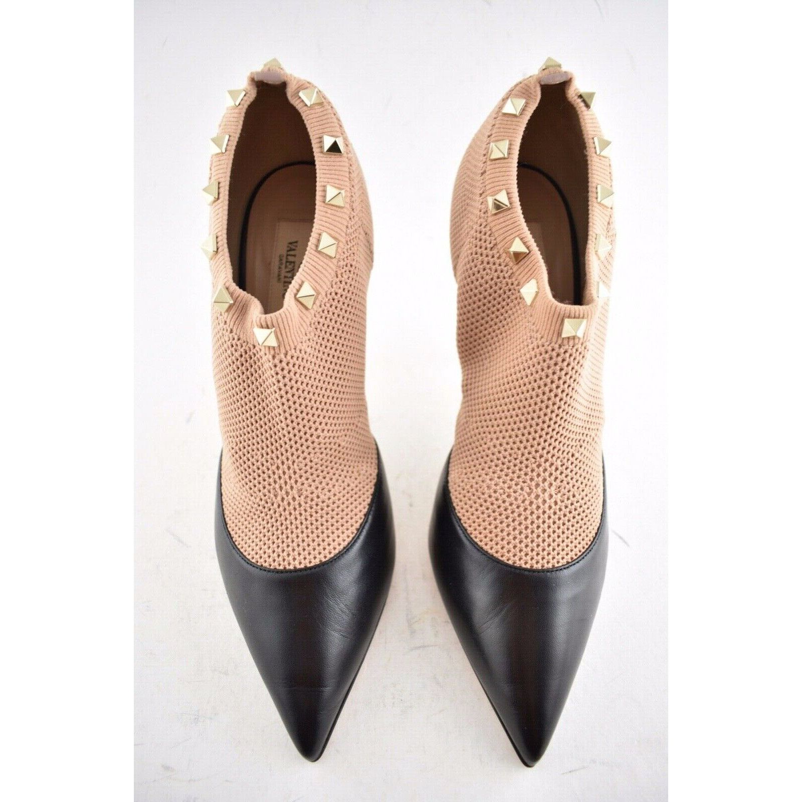 Valentino Valentino Rockstud Black Leather Nude Sock Stud Heel Short Size US 11 / IT 41 - 8 Thumbnail