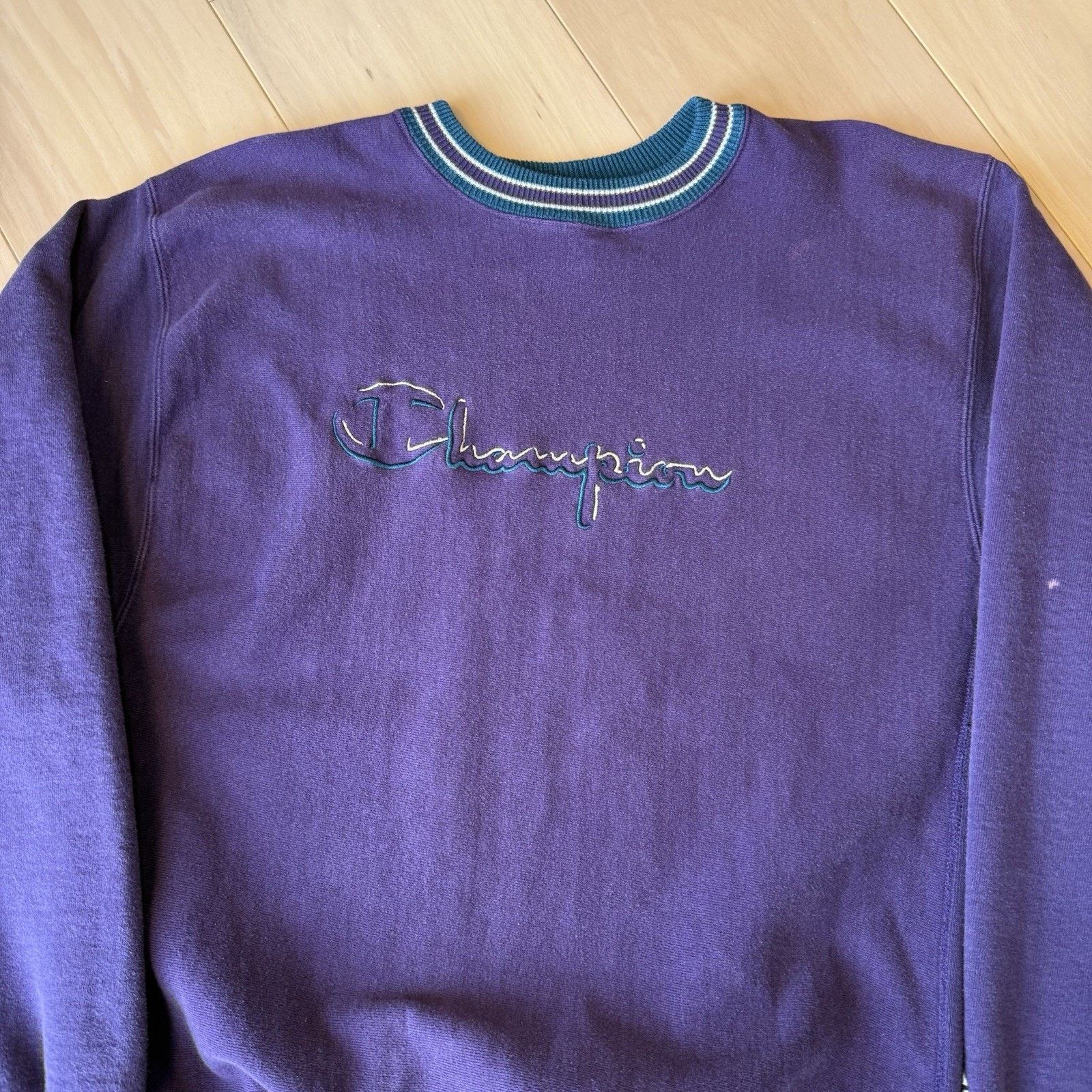 Champion Vintage Champion Reverse Weave Sweatshirt XL Purple 90s Size US XL / EU 56 / 4 - 4 Thumbnail