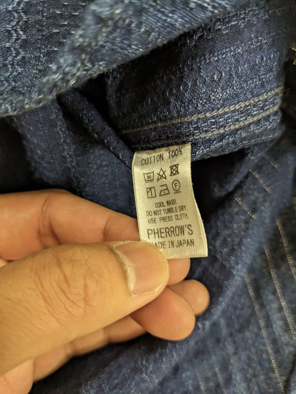Pherrow's Pherrow’s Sashiko Pure Blue Indigo Collar Band Shirt Size US M / EU 48-50 / 2 - 9 Thumbnail