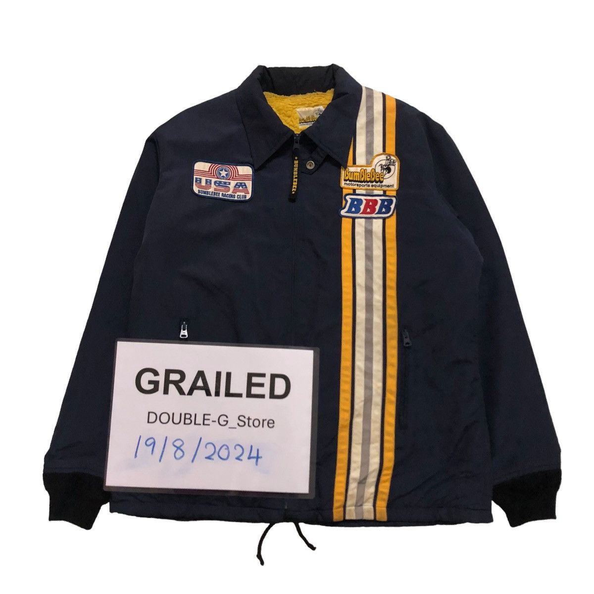 Japanese Brand 📌VINTAGE BOMBER BIKER JACKET BUMBLEBEE RACING CLUB USA Size US L / EU 52-54 / 3 - 1 Thumbnail