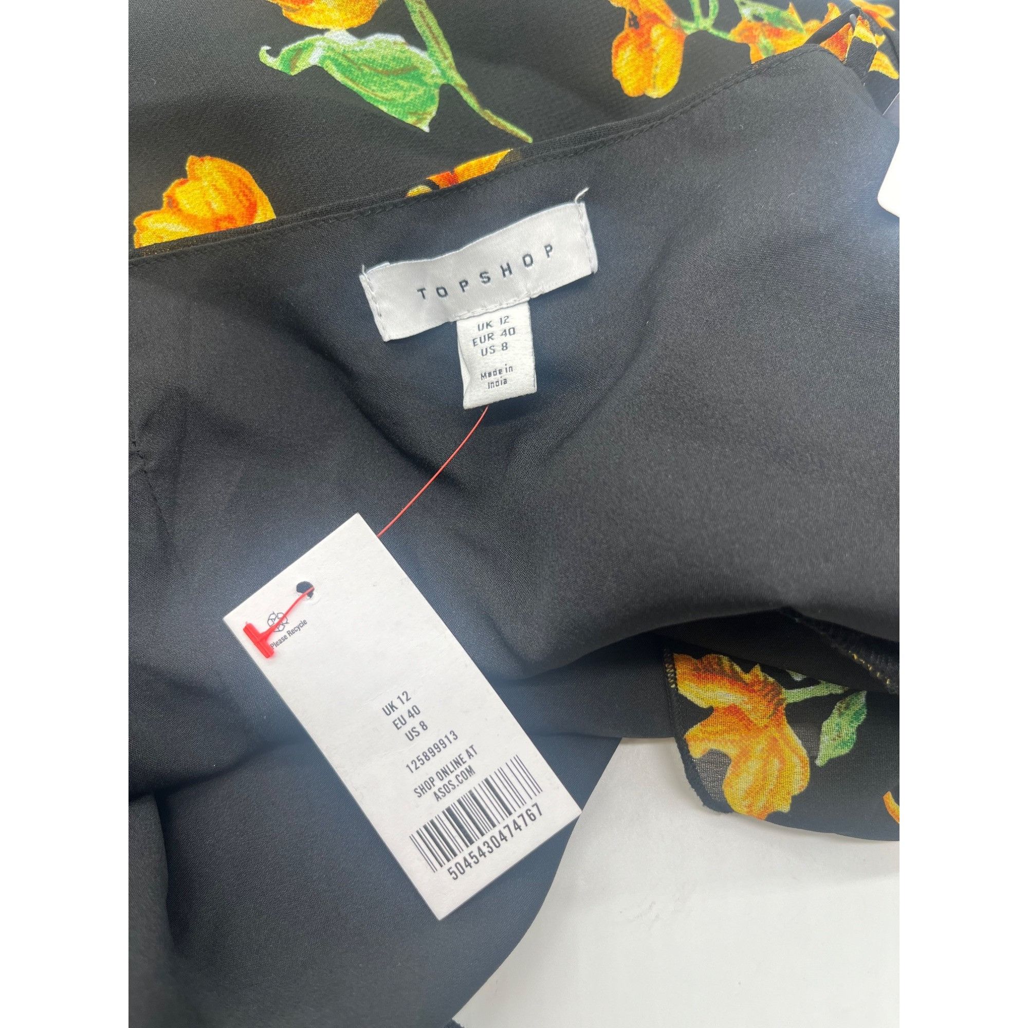 Topshop TOPSHOP FLORAL WRAP STRAPPY MINI DRESS IN MULTI, Black/Multi Size M / US 6-8 / IT 42-44 - 7 Thumbnail