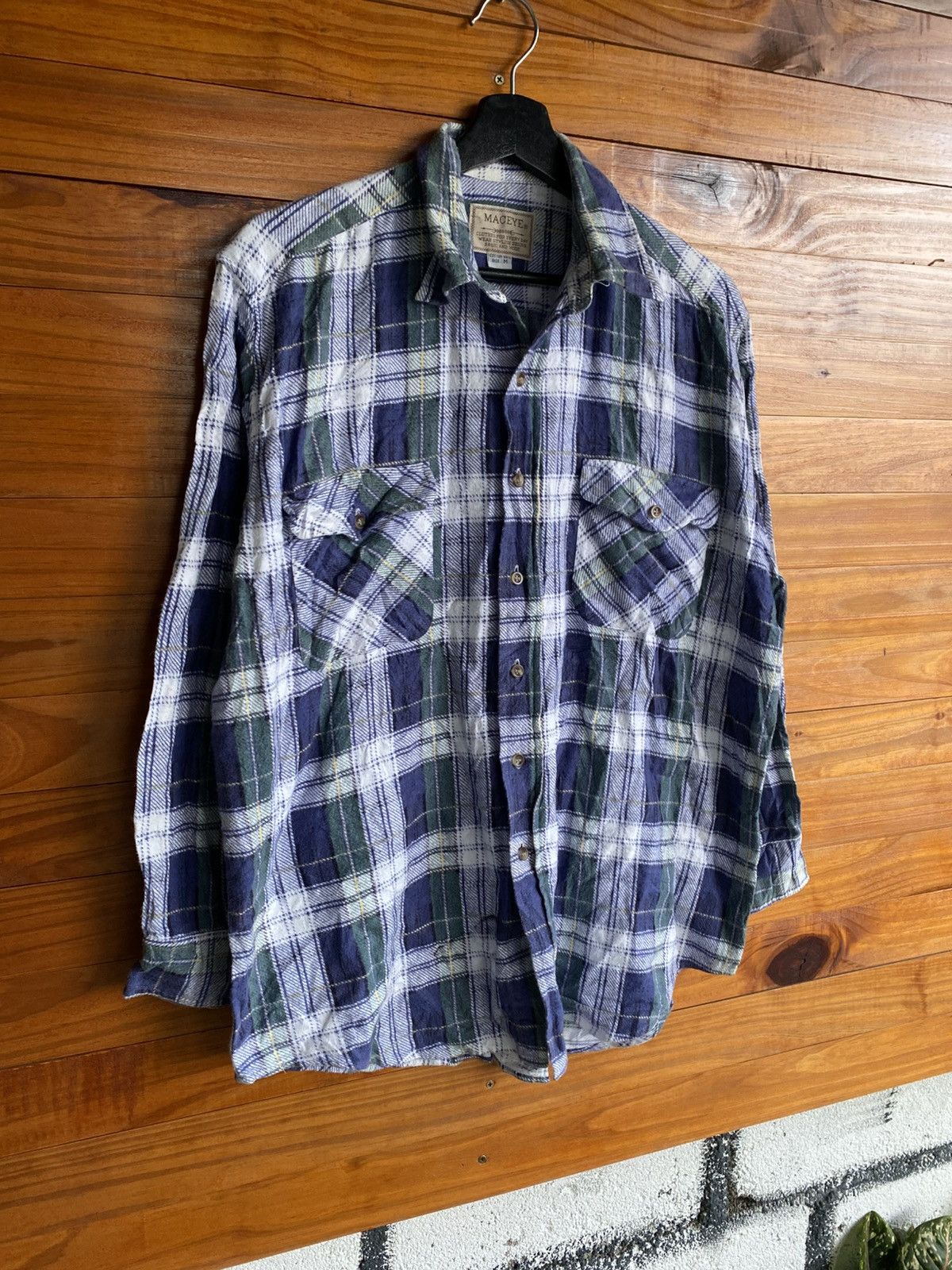 Japanese Brand Vintage MACEYE Plaid Flannel Shirt Workwear Style Size US M / EU 48-50 / 2 - 5 Thumbnail