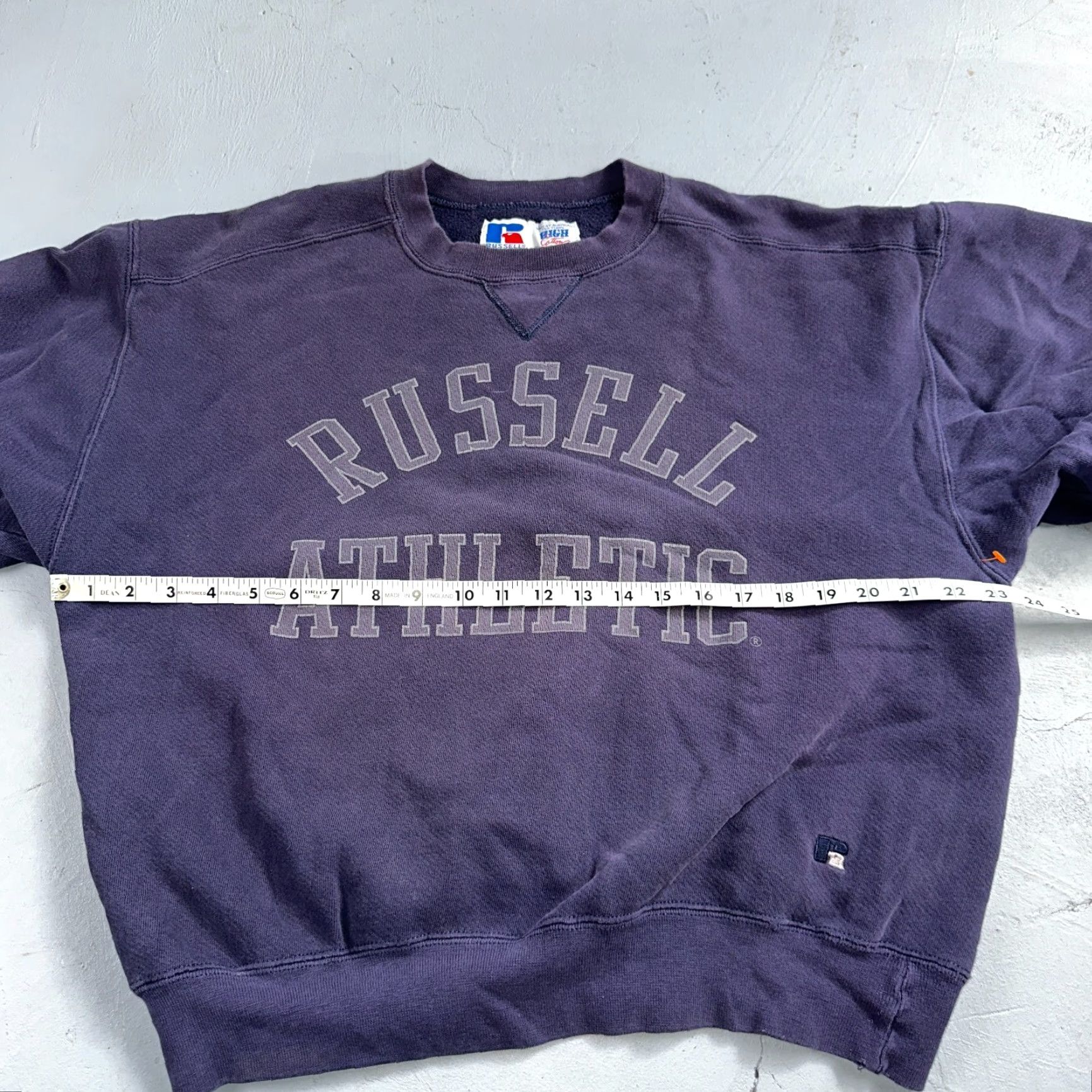 Russell Athletic VINTAGE Russell Athletic Sweatshirt Crewneck Purple Navy 80s 90s Jumper Warm Up V Mens/Unisex Adults L Purple Logo 90s Sweatshirt Pullover Size US L / EU 52-54 / 3 - 5 Thumbnail