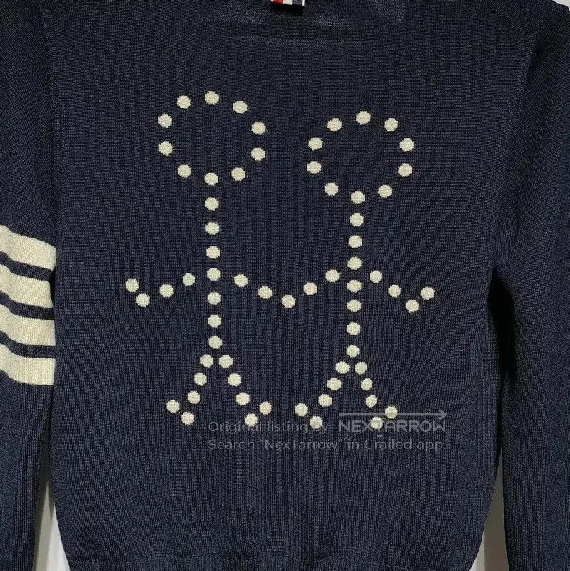 Thom Browne Thom Browne Navy Wool Cardigan with Unique Design . Size M / US 6-8 / IT 42-44 - 4 Thumbnail