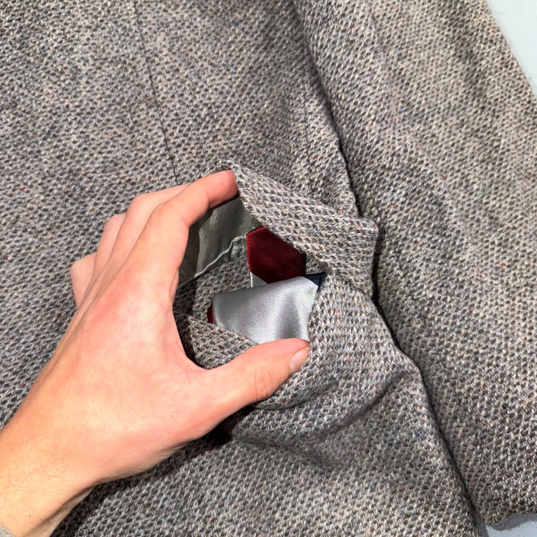 Pendleton VINTAGE Pendleton Western Blazer Mens 42L USA Long Wool Gray Tweed Suede Elbow Two-Button Jacket Size 42R - 6 Thumbnail